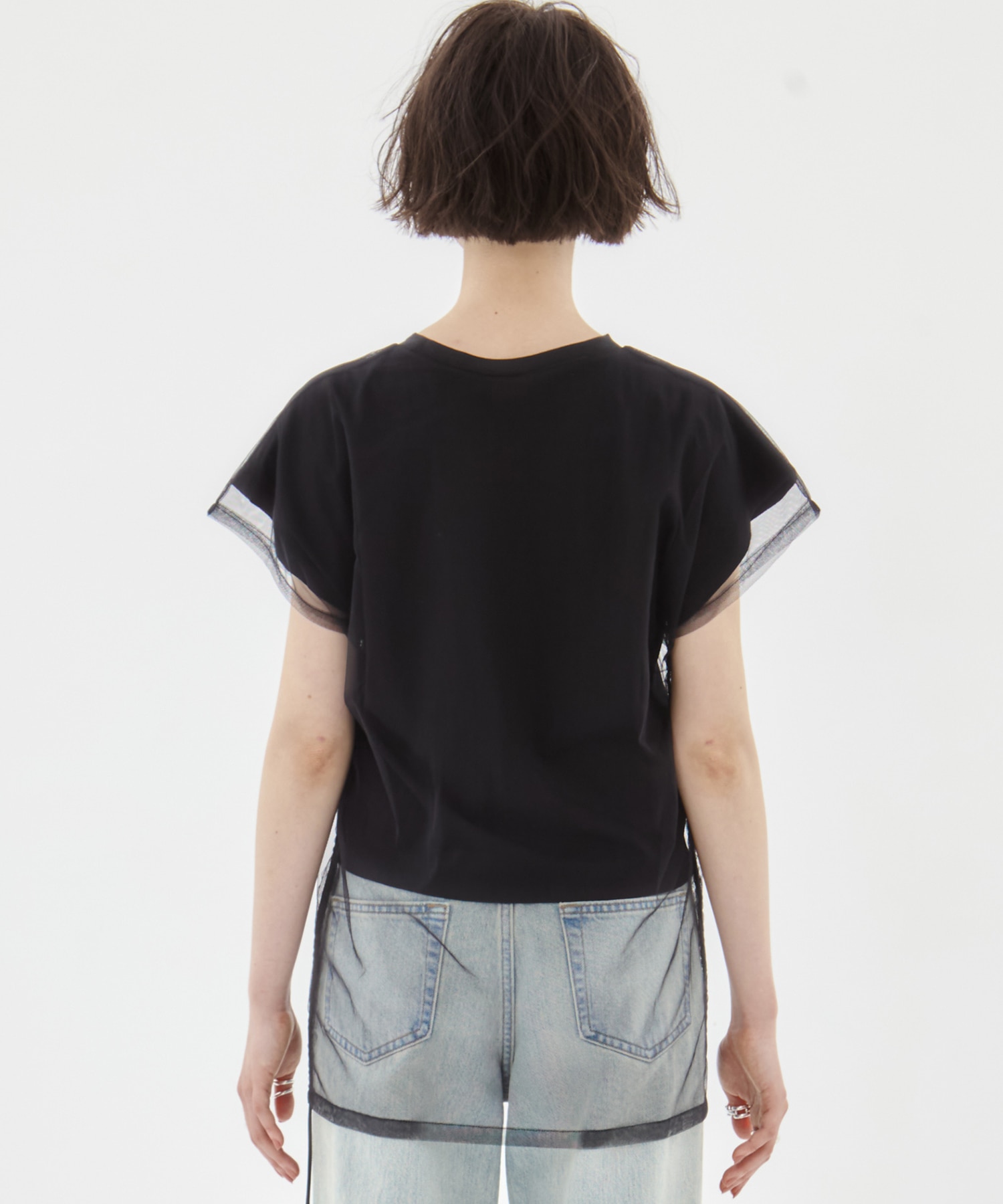 別注embroidered tulle layered tops MURRAL