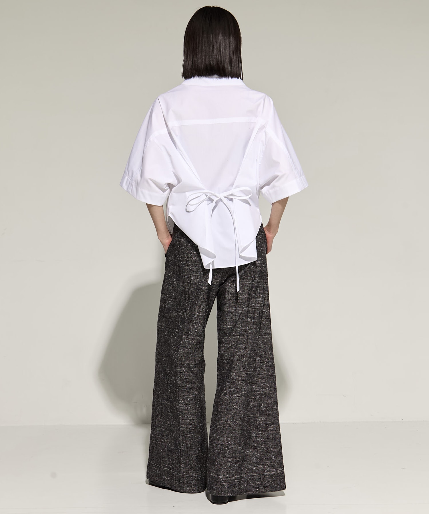 Silk Nep Flare Trousers STUDIOUS