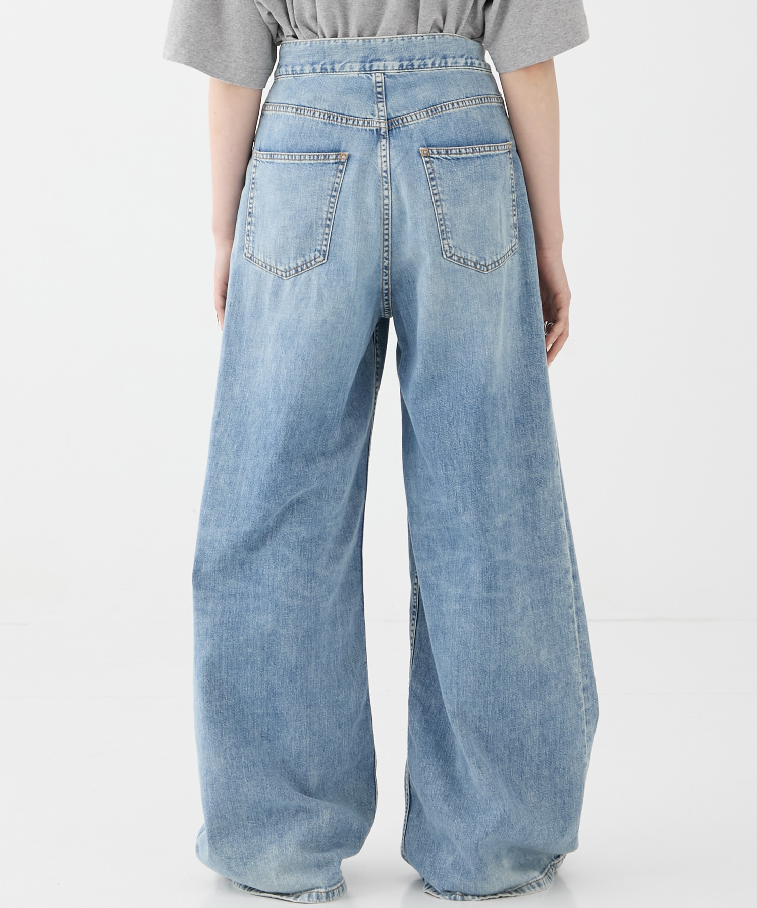 別注WASHED DENIM FOLDED WIDE PANTS (SHORT LENGTH) JOHN LAWRENCE SULLIVAN