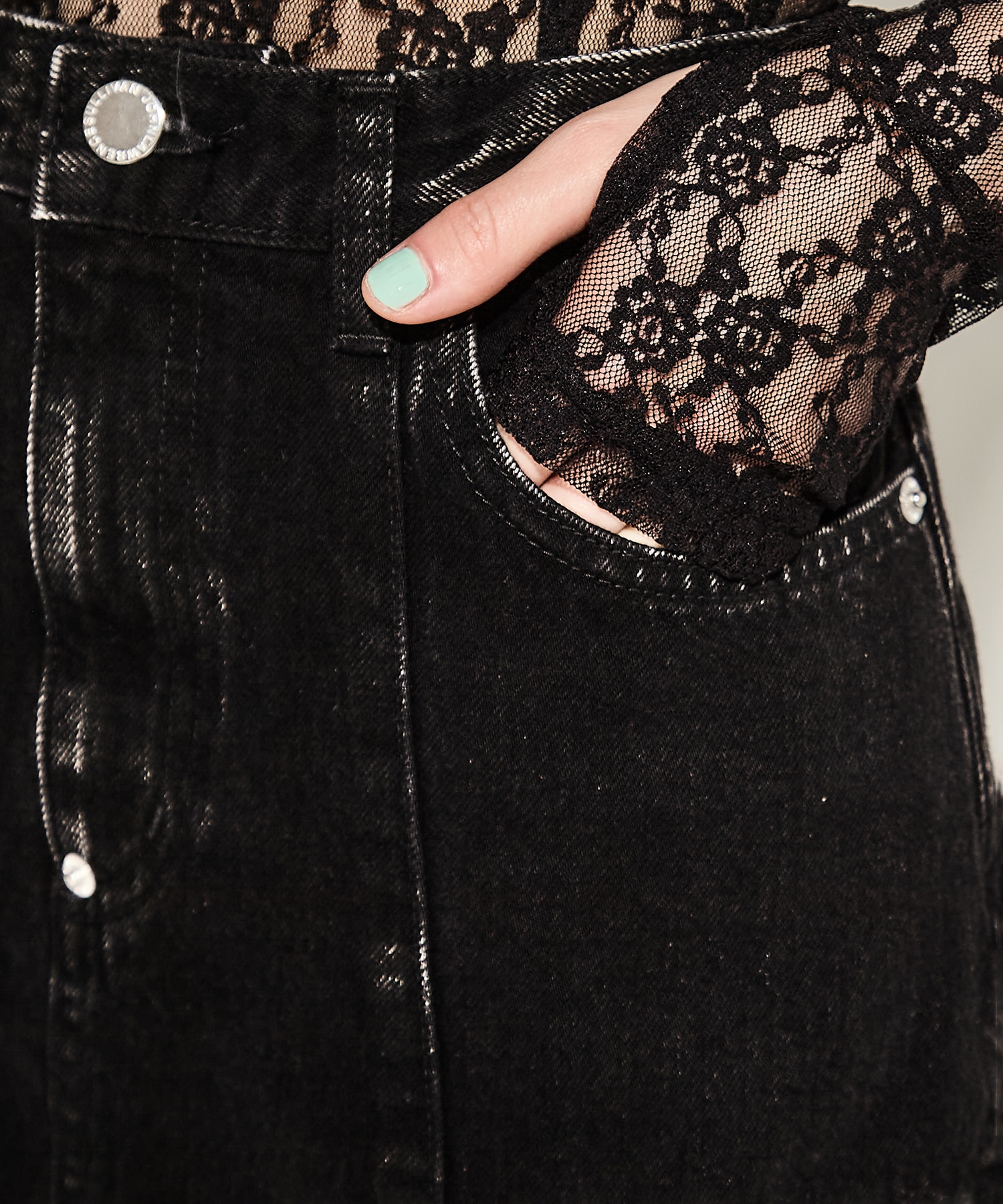 WASHED DENIM HOLLOWED OUT SKIRT JOHN LAWRENCE SULLIVAN