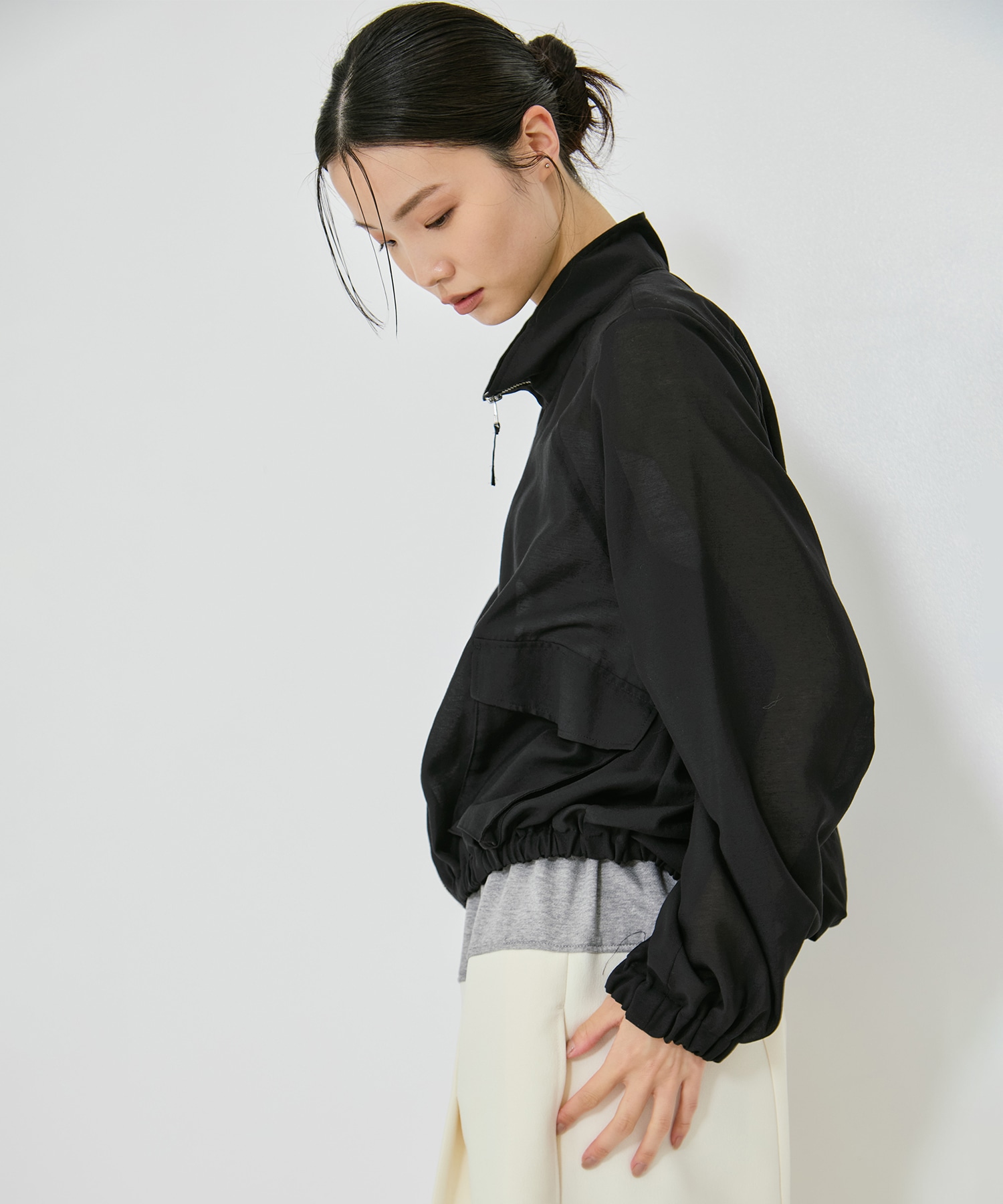 SHEER ZIP BLOUSON STUDIOUS