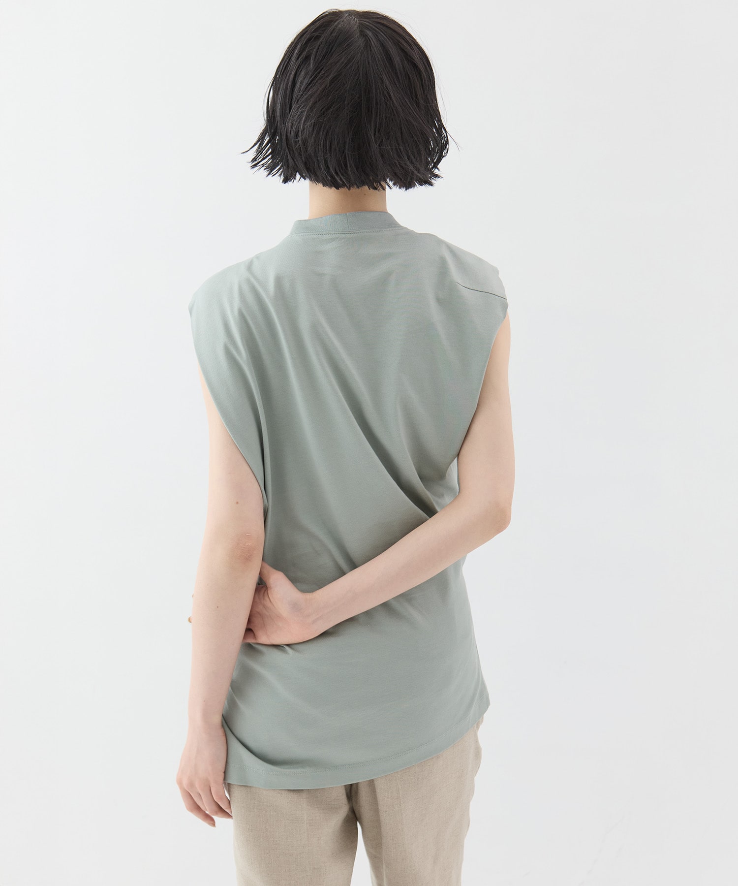 Cotton Jersey Asymmetric Sleeveless Top Mame Kurogouchi