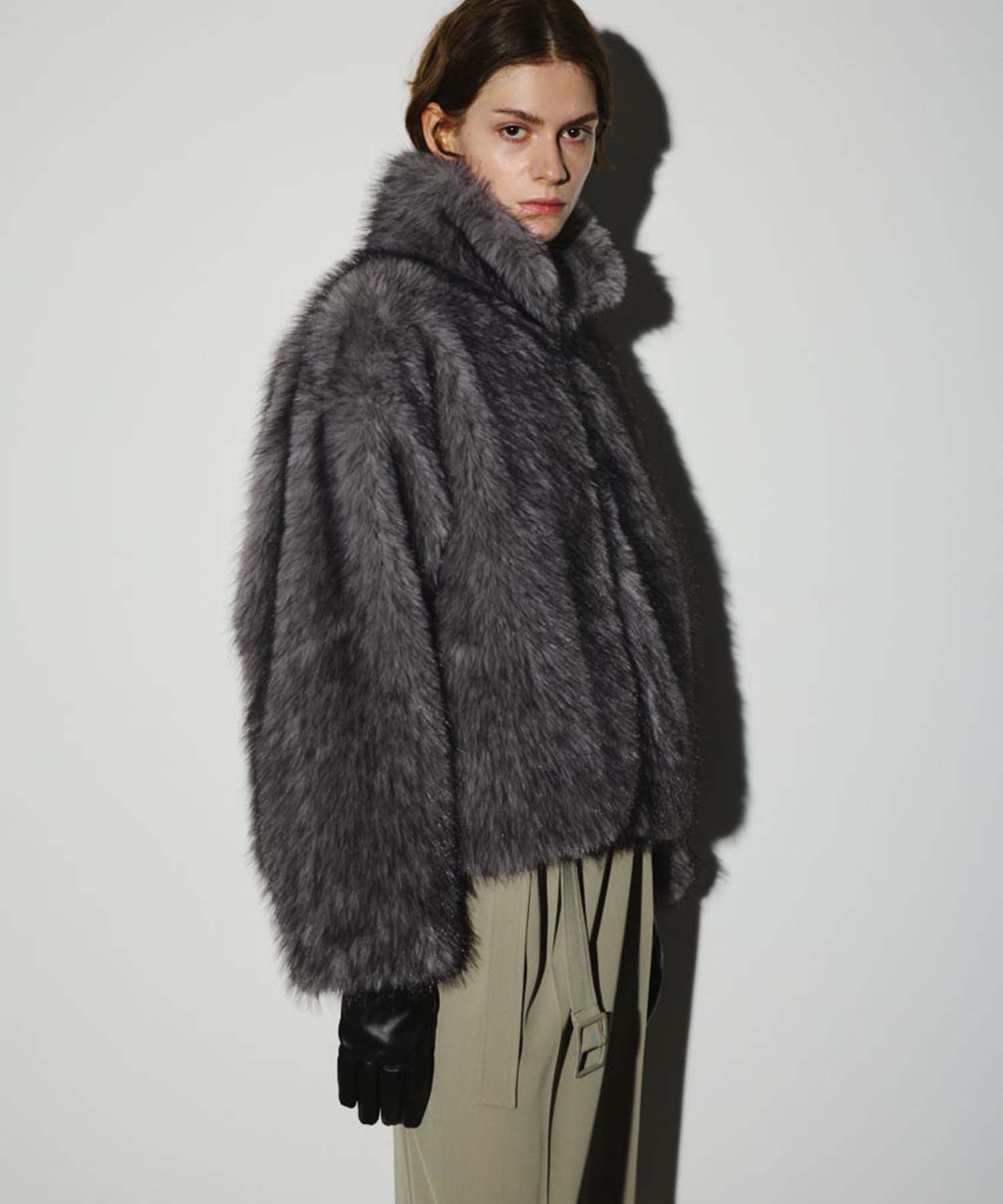 High collar faux fur jacket RIM.ARK