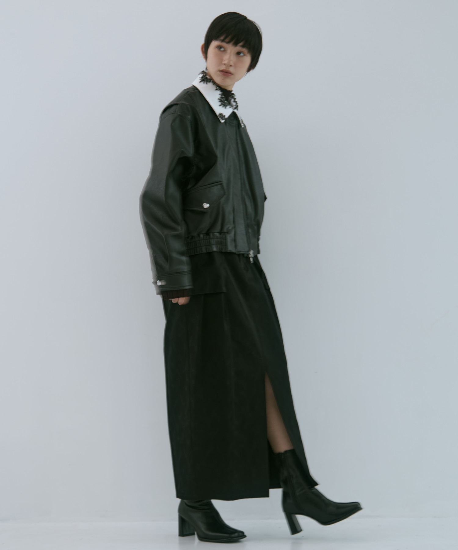 crystal bijou collar 2WAY blouson tanakadaisuke