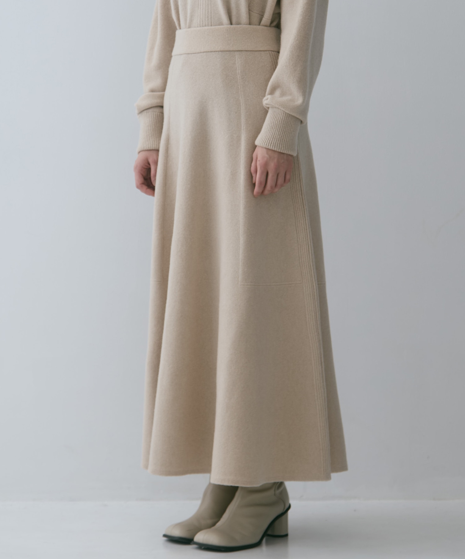 別注 CASHMERE FLARE LONG SKIRT WRAPINKNOT