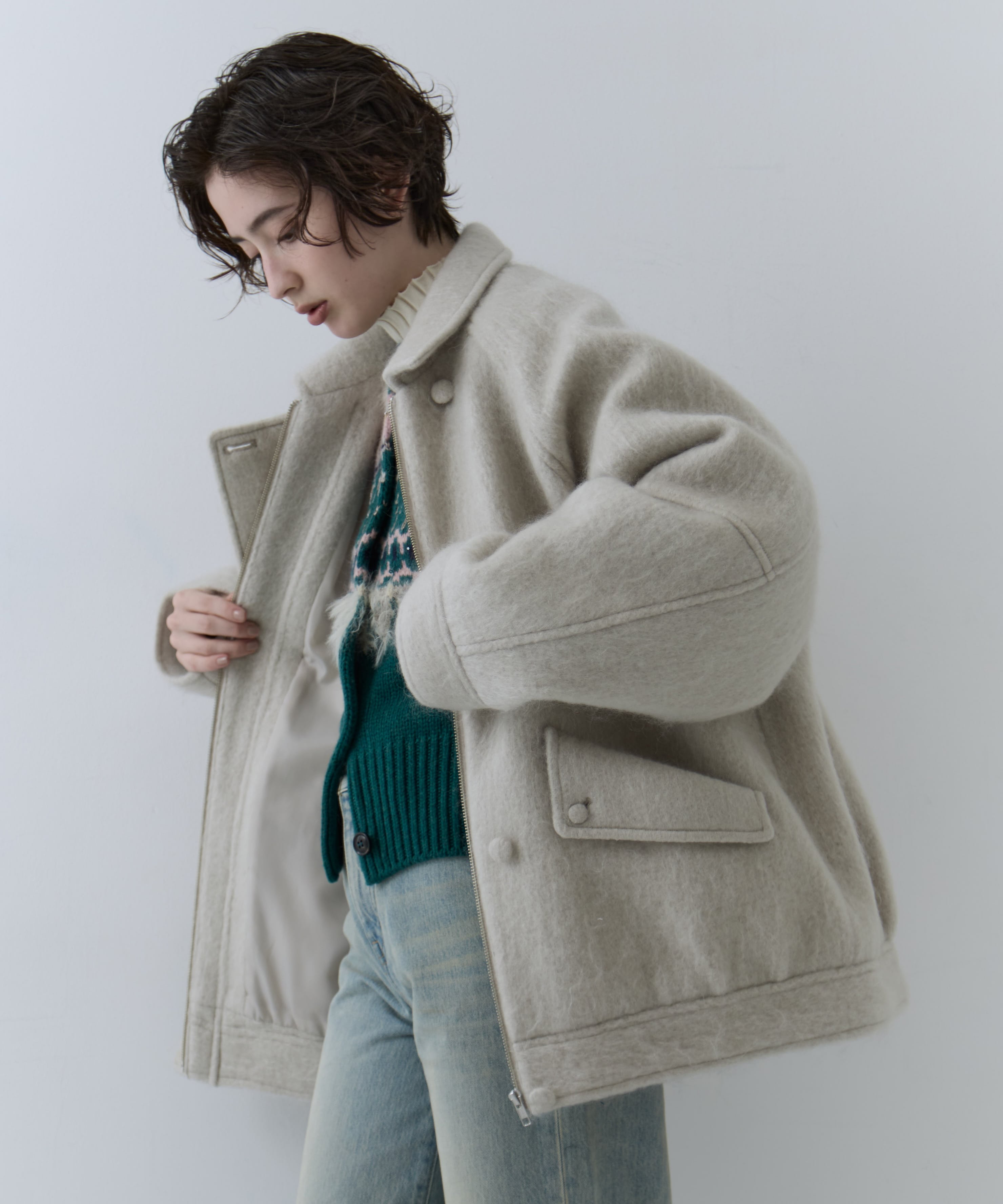 UND MOHAIR SHAGGY FLIGHT JACKET AMERI