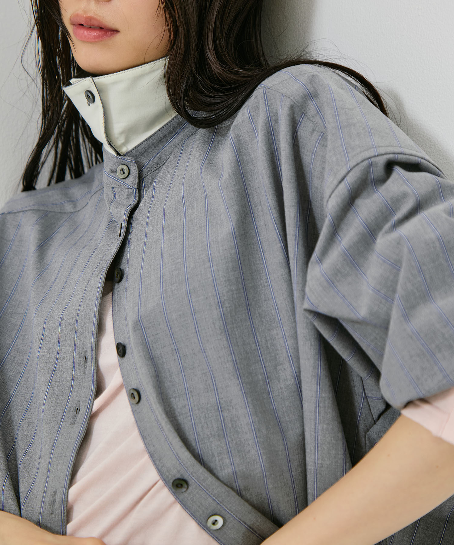 Wide Stripe 2way Shirt STUDIOUS