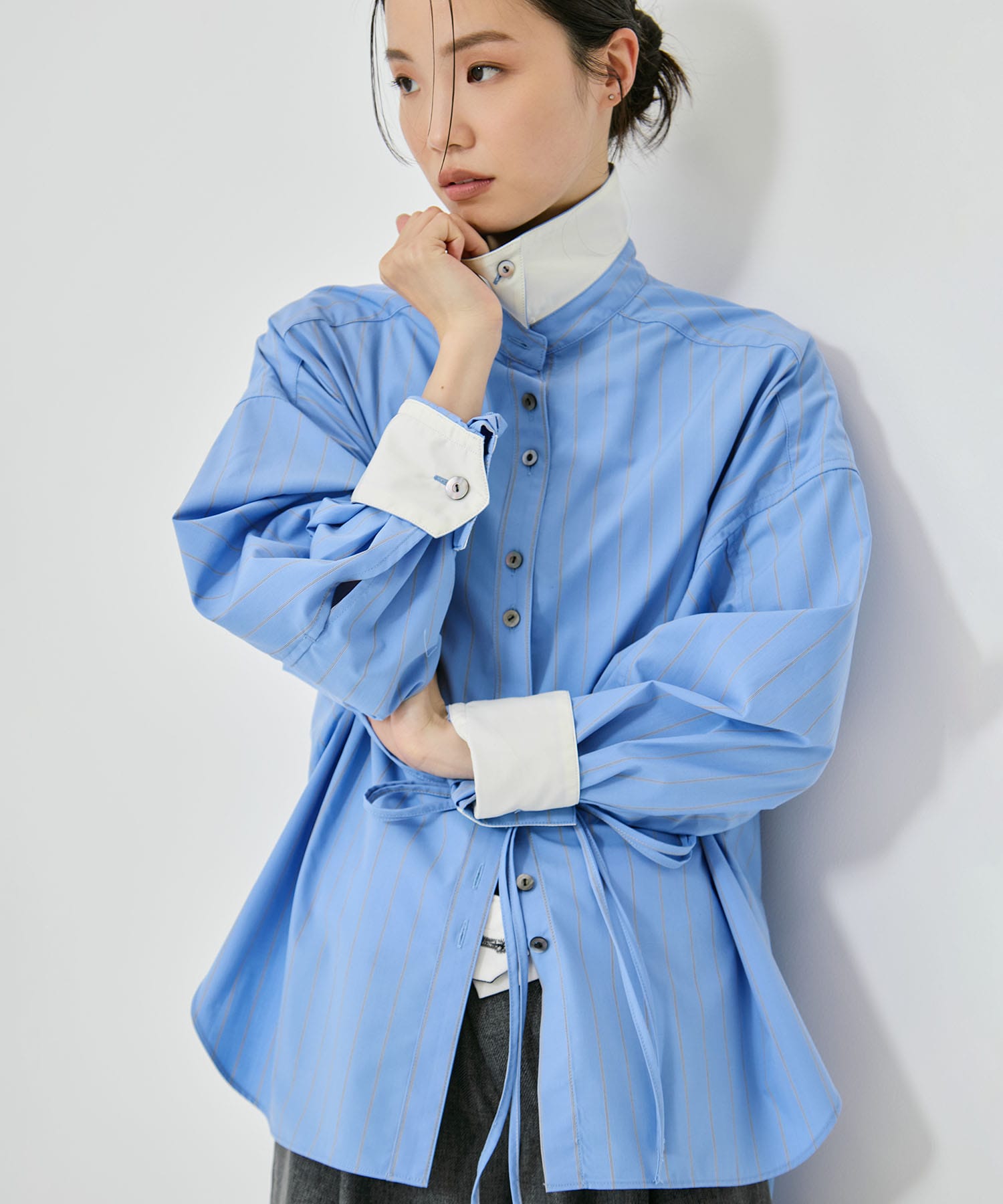 【新色】Wide Stripe 2way Shirt STUDIOUS