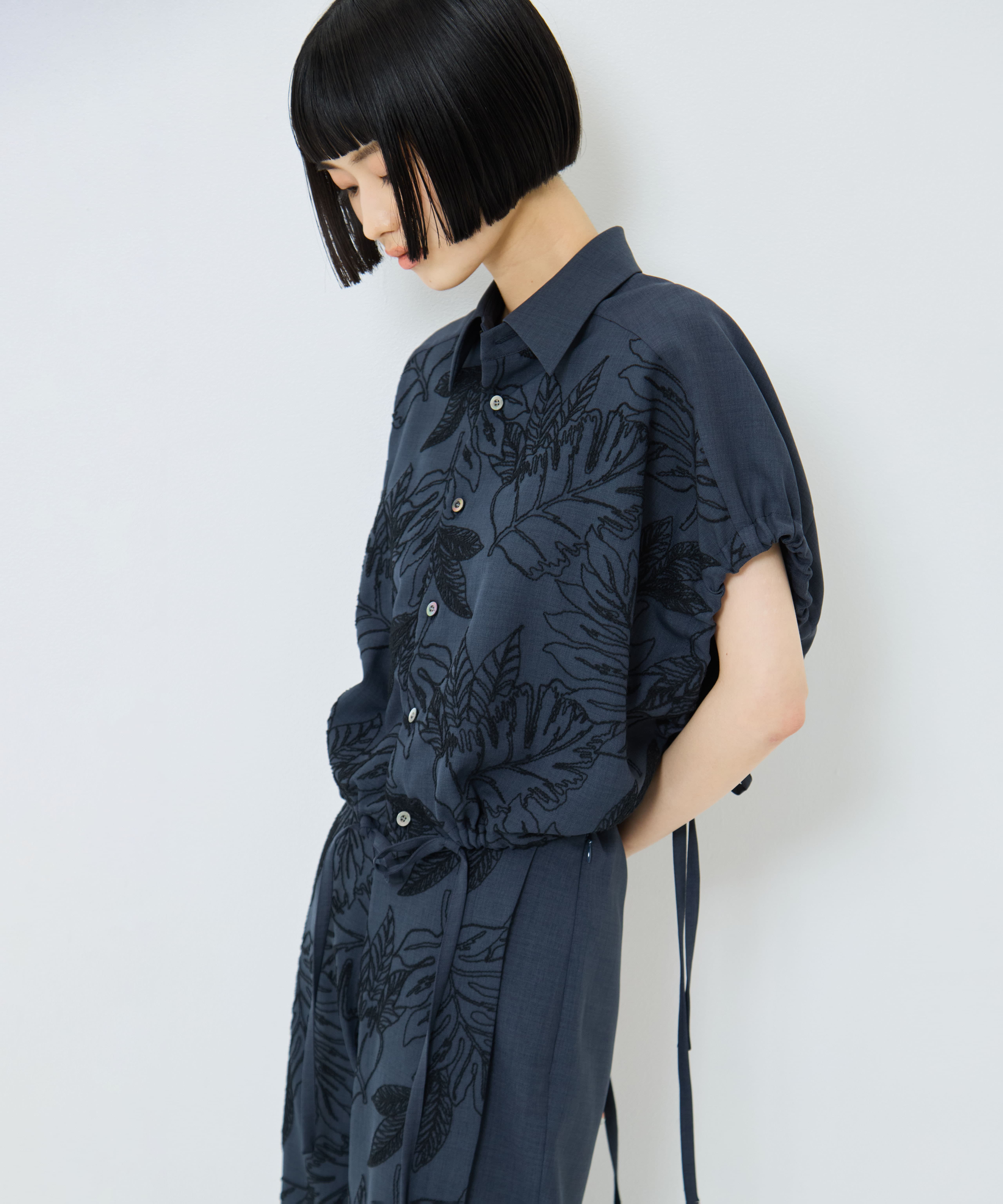 別注 FLOWER LACE GATHER SLEEVE SHIRT UJOH