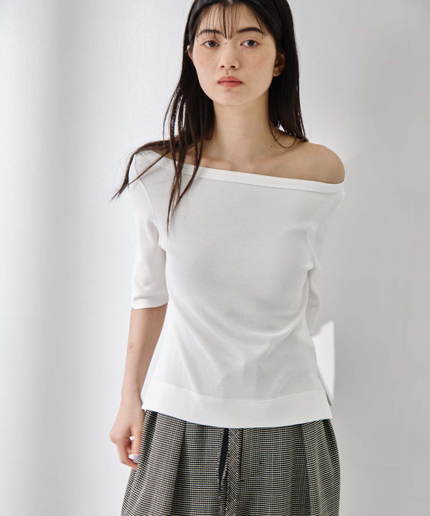 Luxury Cotton Boat Neck Tee STUDIOUS