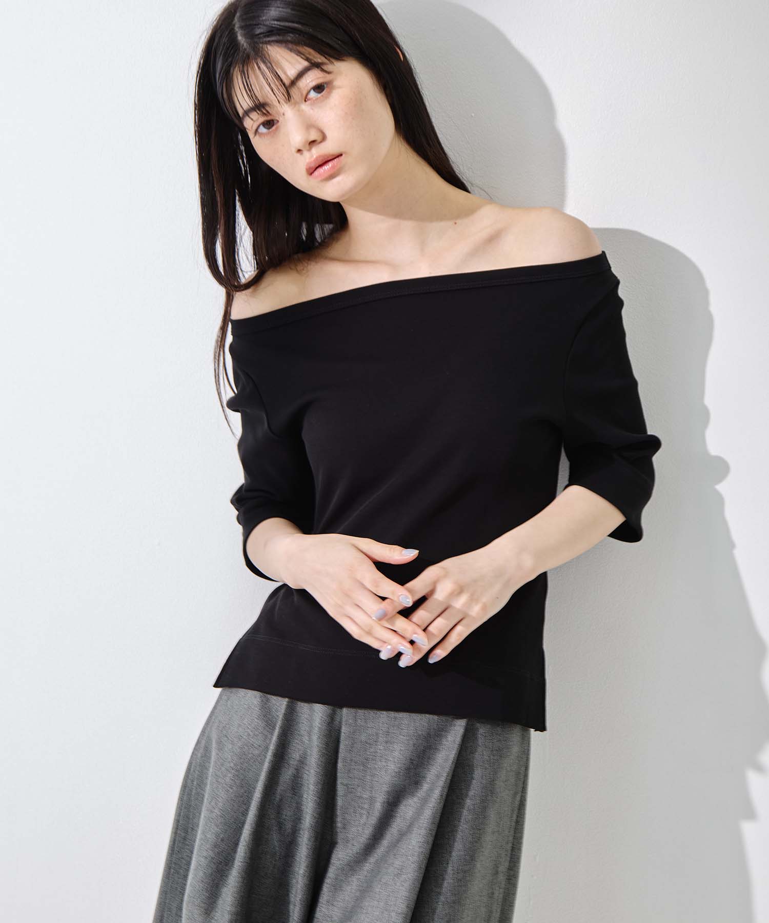 Luxury Cotton Boat Neck Tee STUDIOUS