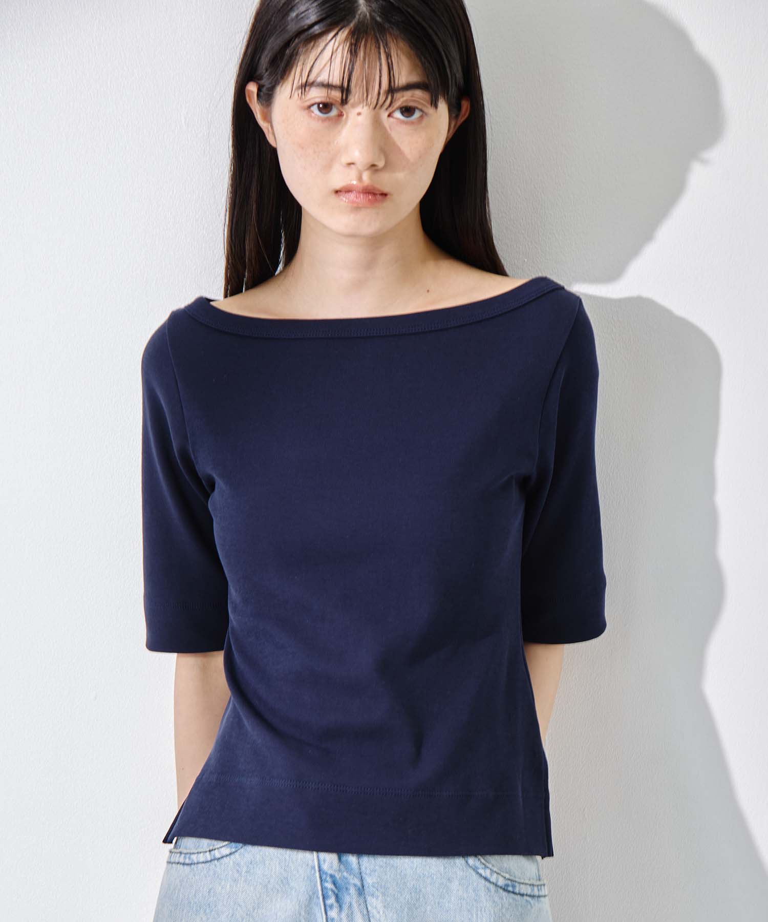 Luxury Cotton Boat Neck Tee STUDIOUS