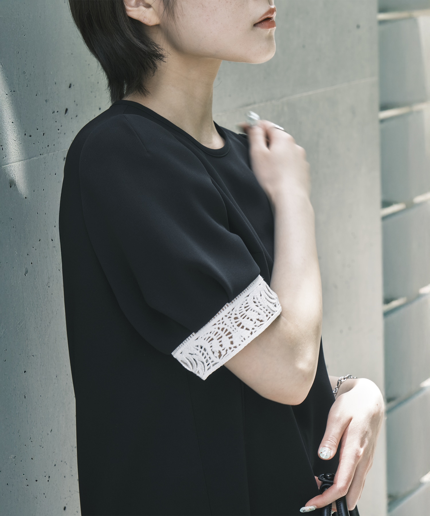 Triacetate Polyester Embroidered Short Sleeve Top Mame Kurogouchi
