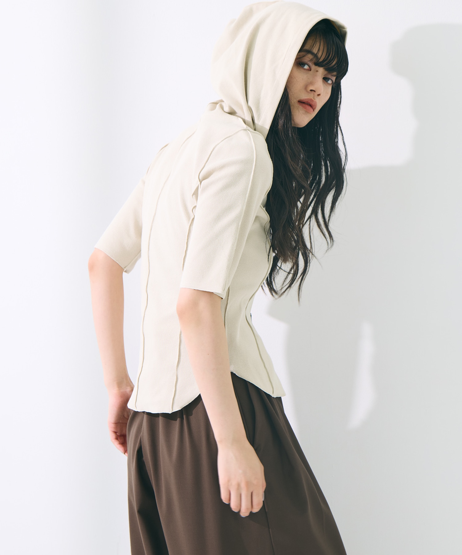 Zip Up Hoodie Rib Top STUDIOUS