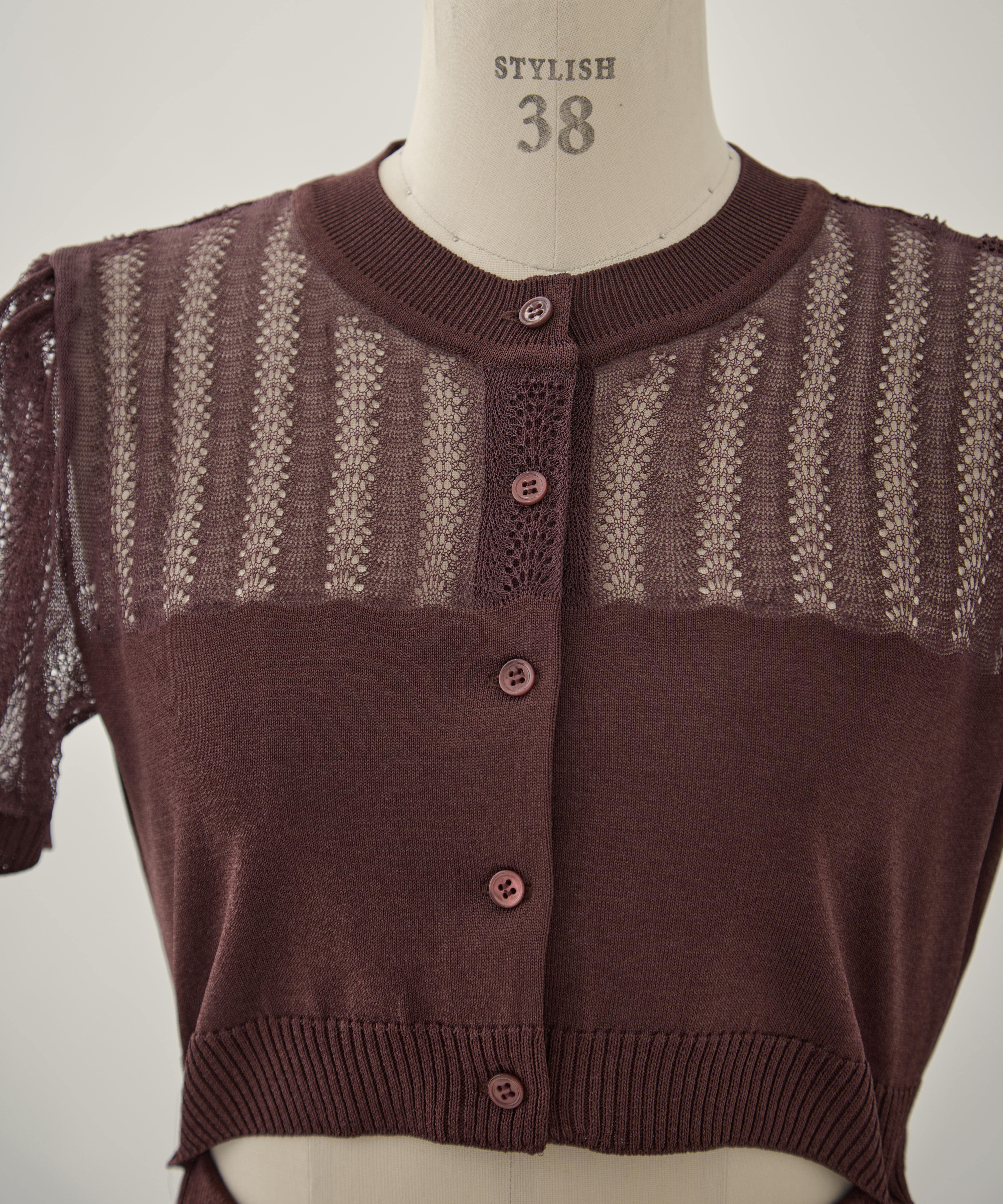 CONVERTIBLE SHEER STRIPE KNIT CARDIGAN FETICO