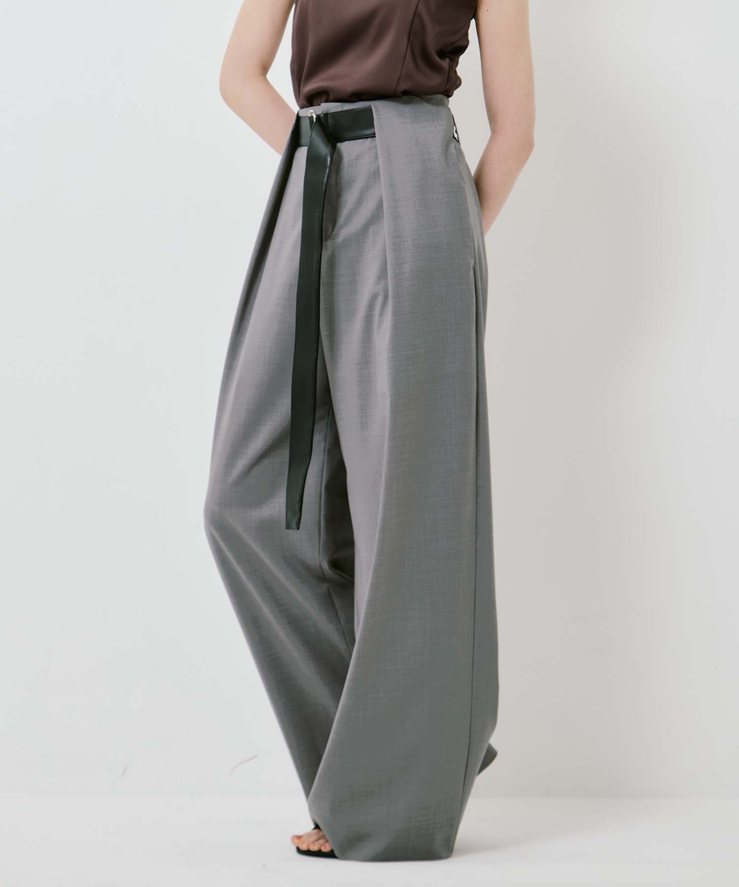 Summer Wool Belted Trousers STUDIOUS