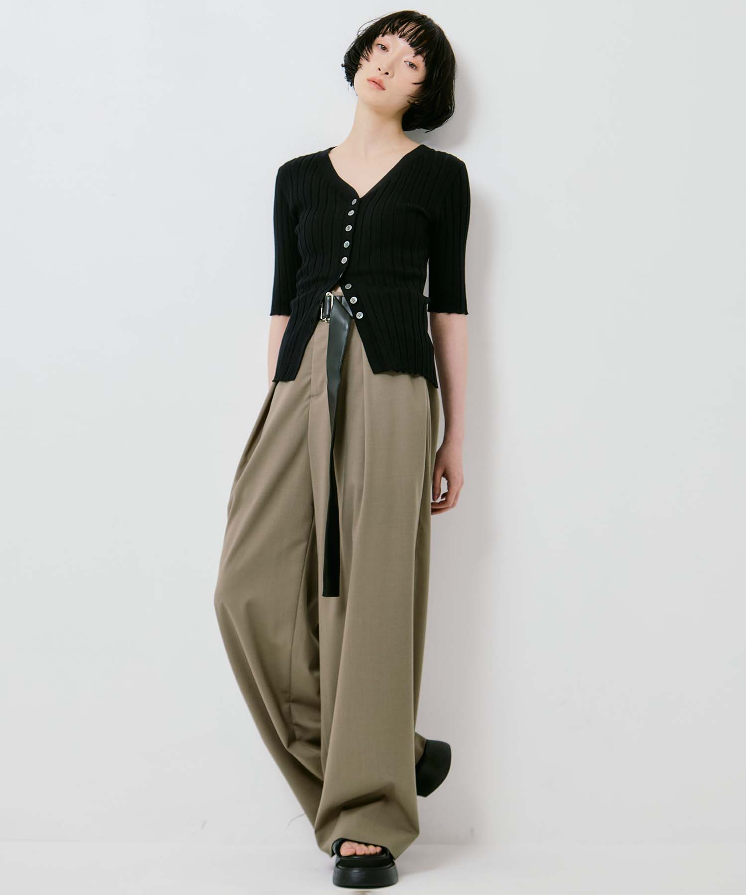 Summer Wool Belted Trousers STUDIOUS