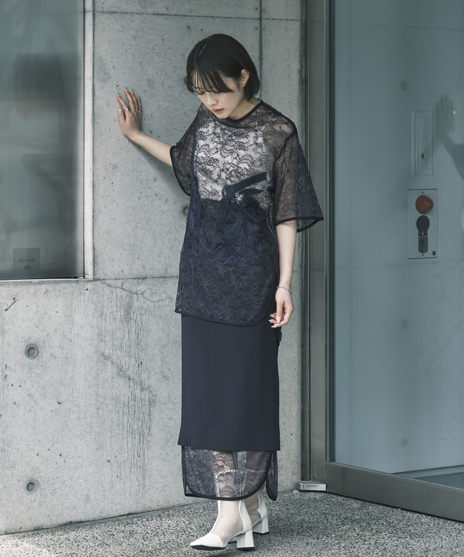 Raschel Lace Layered Skirt Mame Kurogouchi