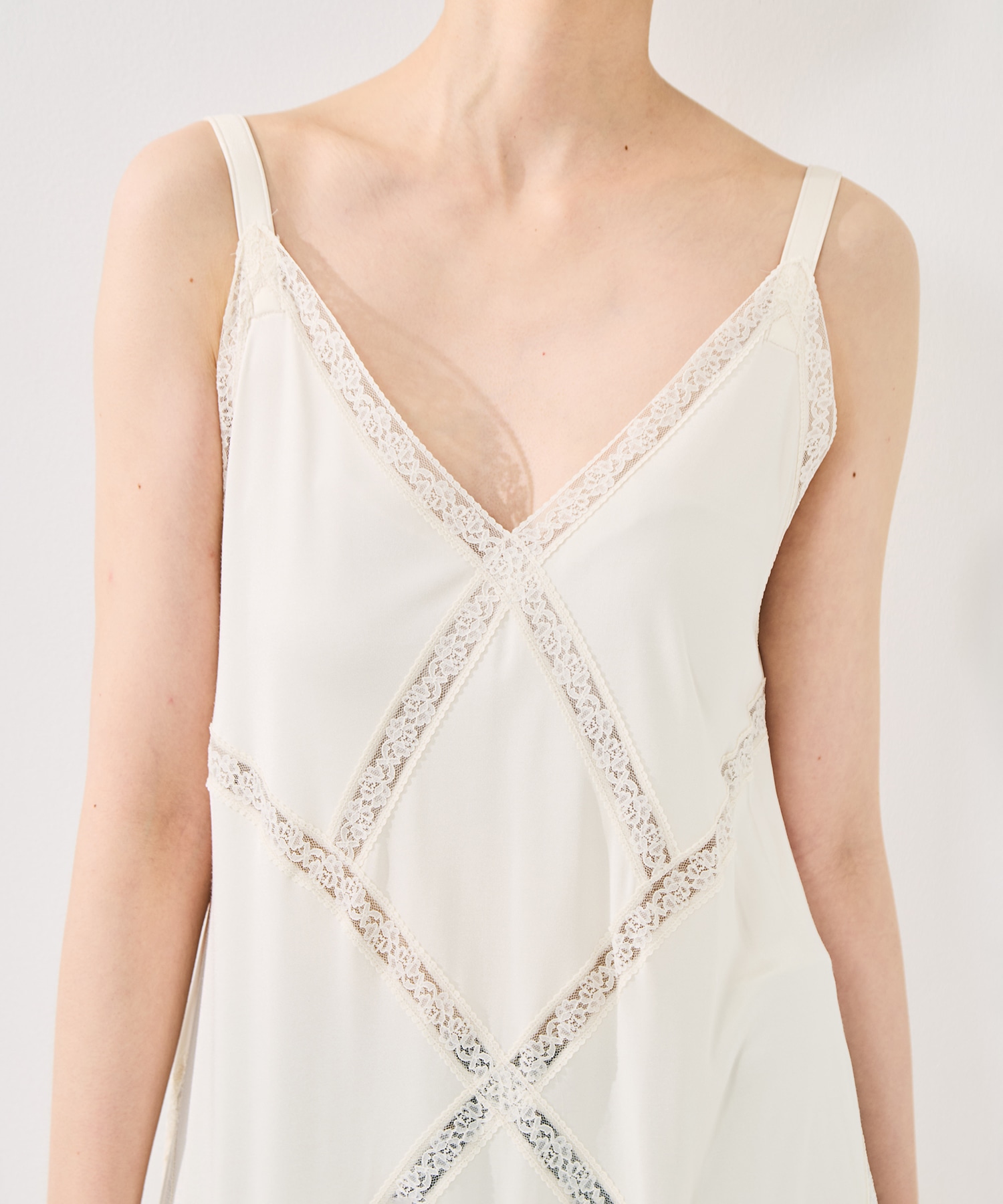 SATIN JERSEY LACE-TRIM SLIP DRESS FETICO
