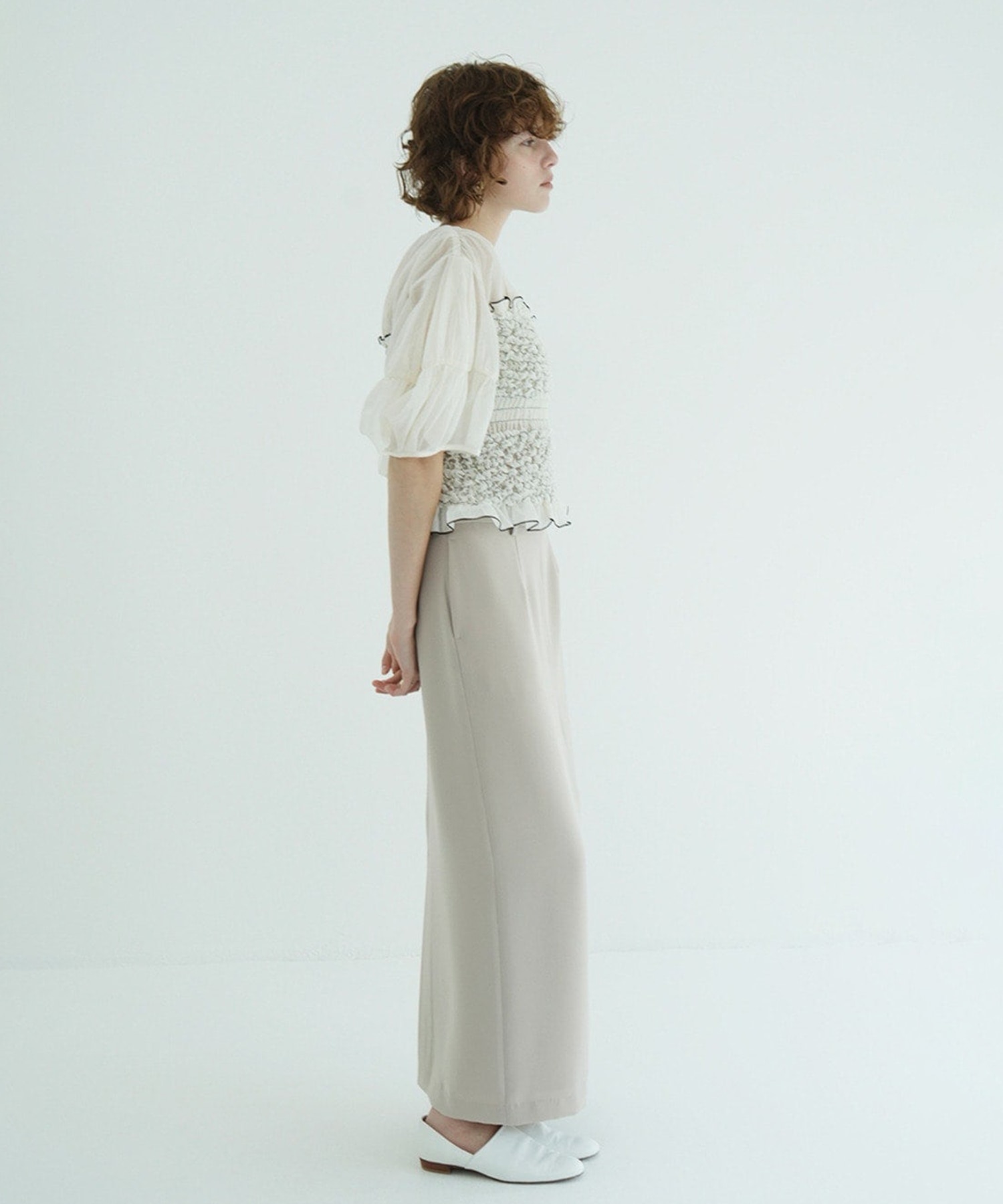 COLOR STITCHED SHIRRING TOPS CLANE