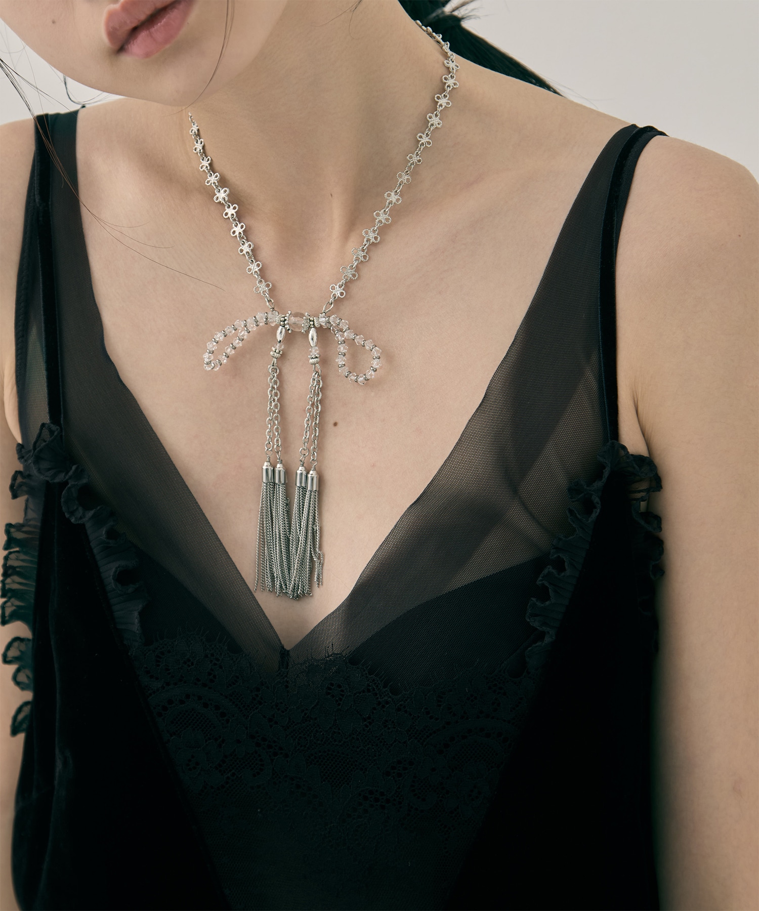 crystal ribbon chain necklace tanakadaisuke