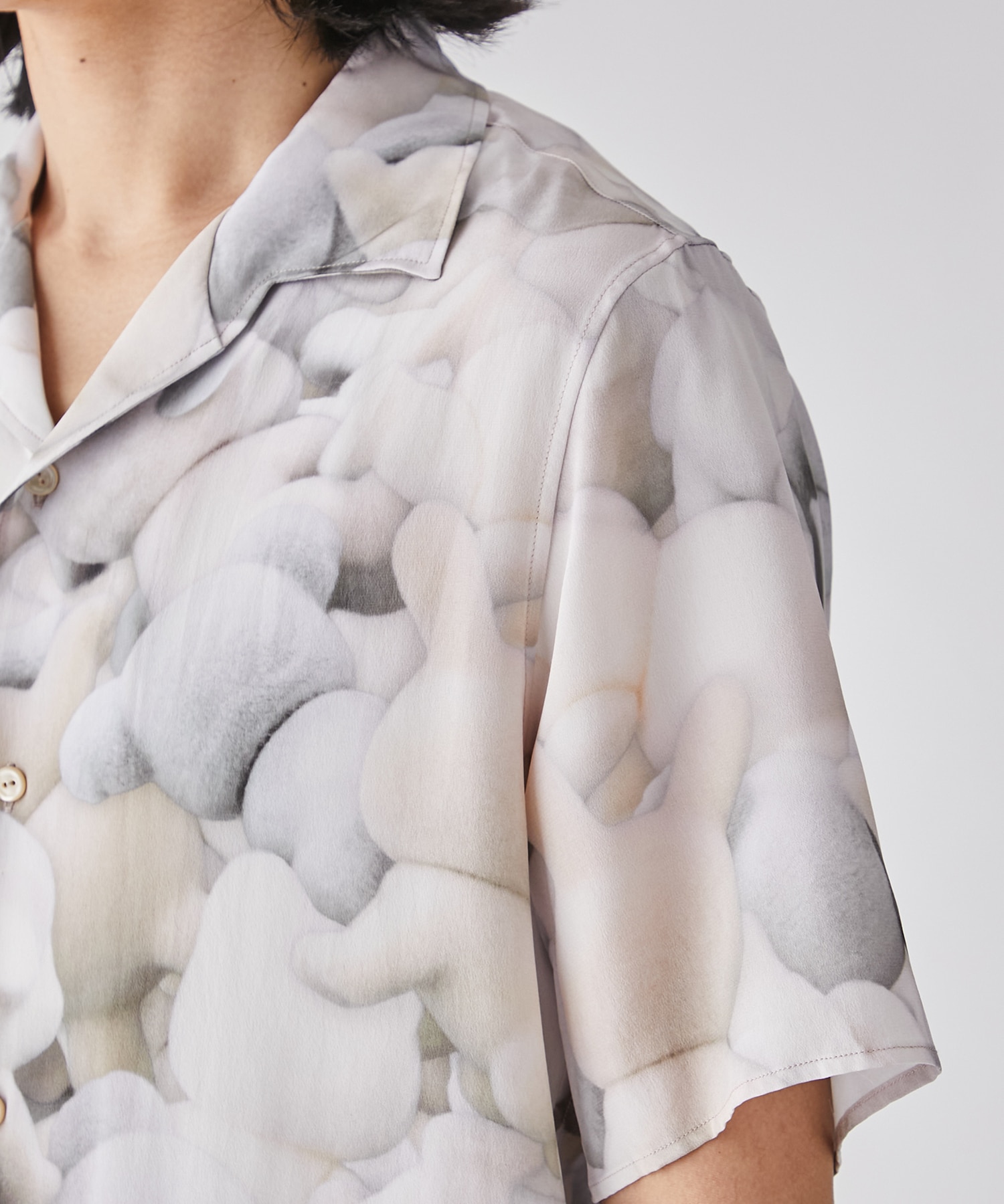 PRINT OPEN COLLAR SHIRT MASU