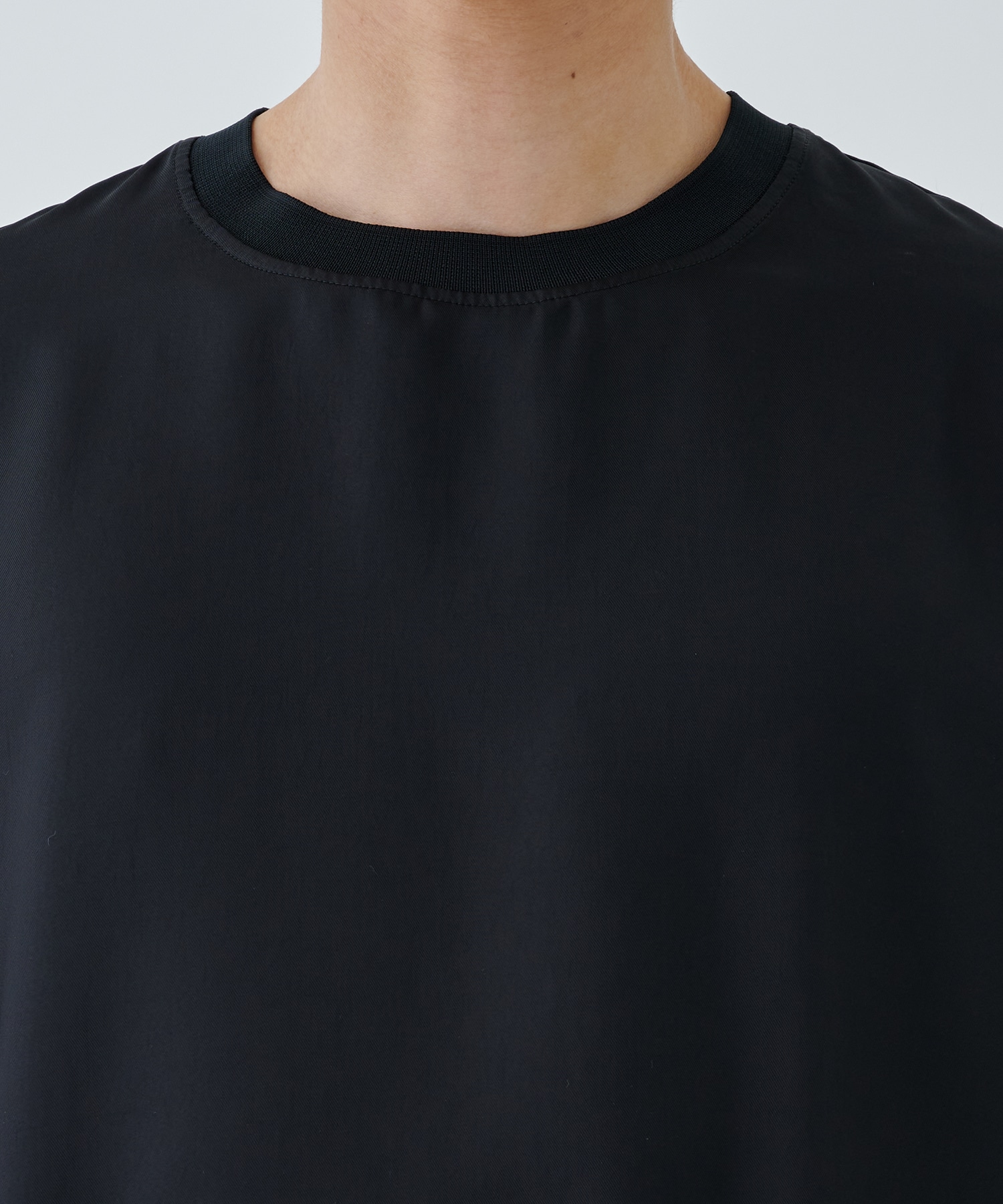 Silky Twill Simple Modern Rib Neck Pullover CULLNI