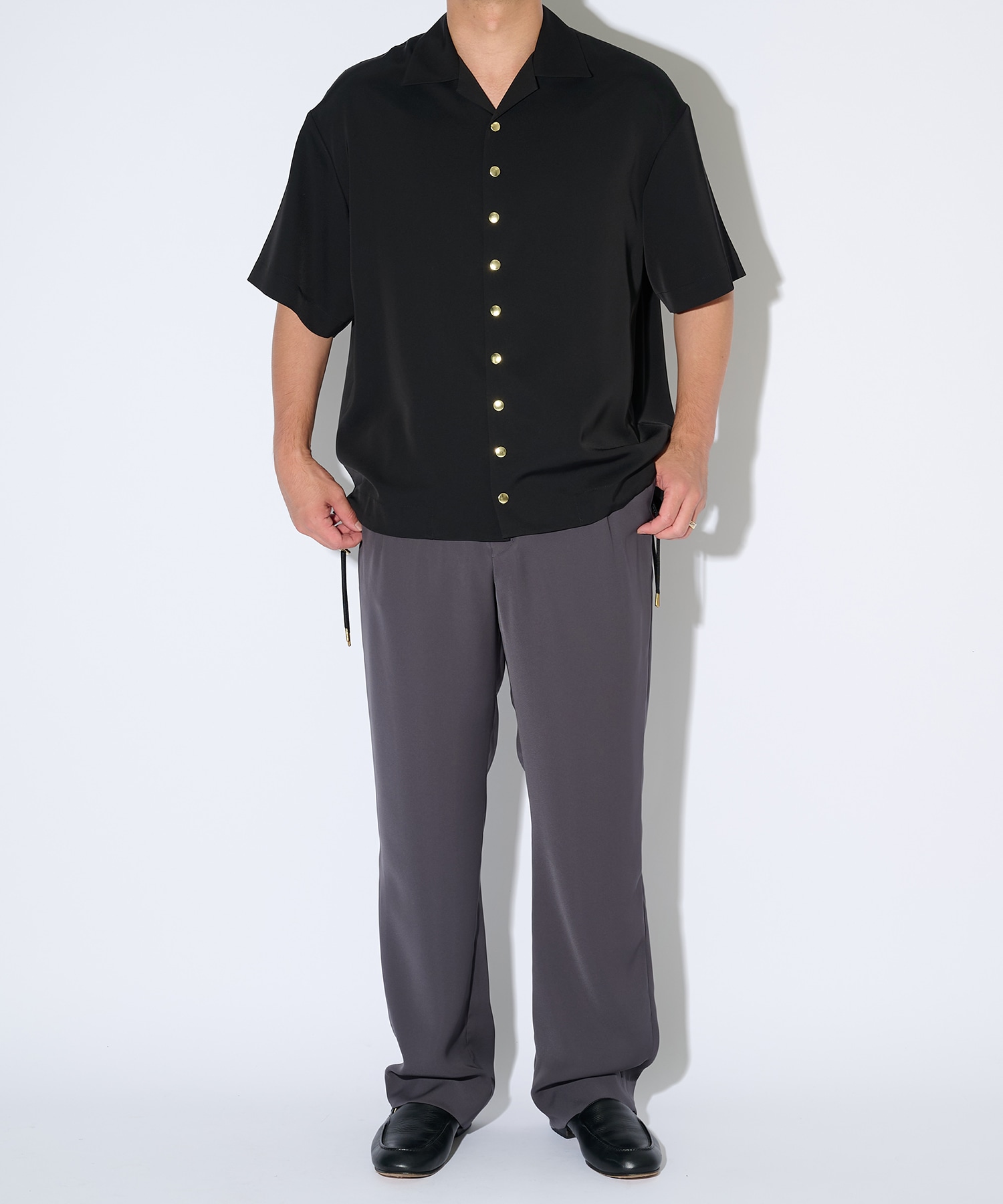 Dry Double Satin 1Tuck Pant with Long Belt CULLNI