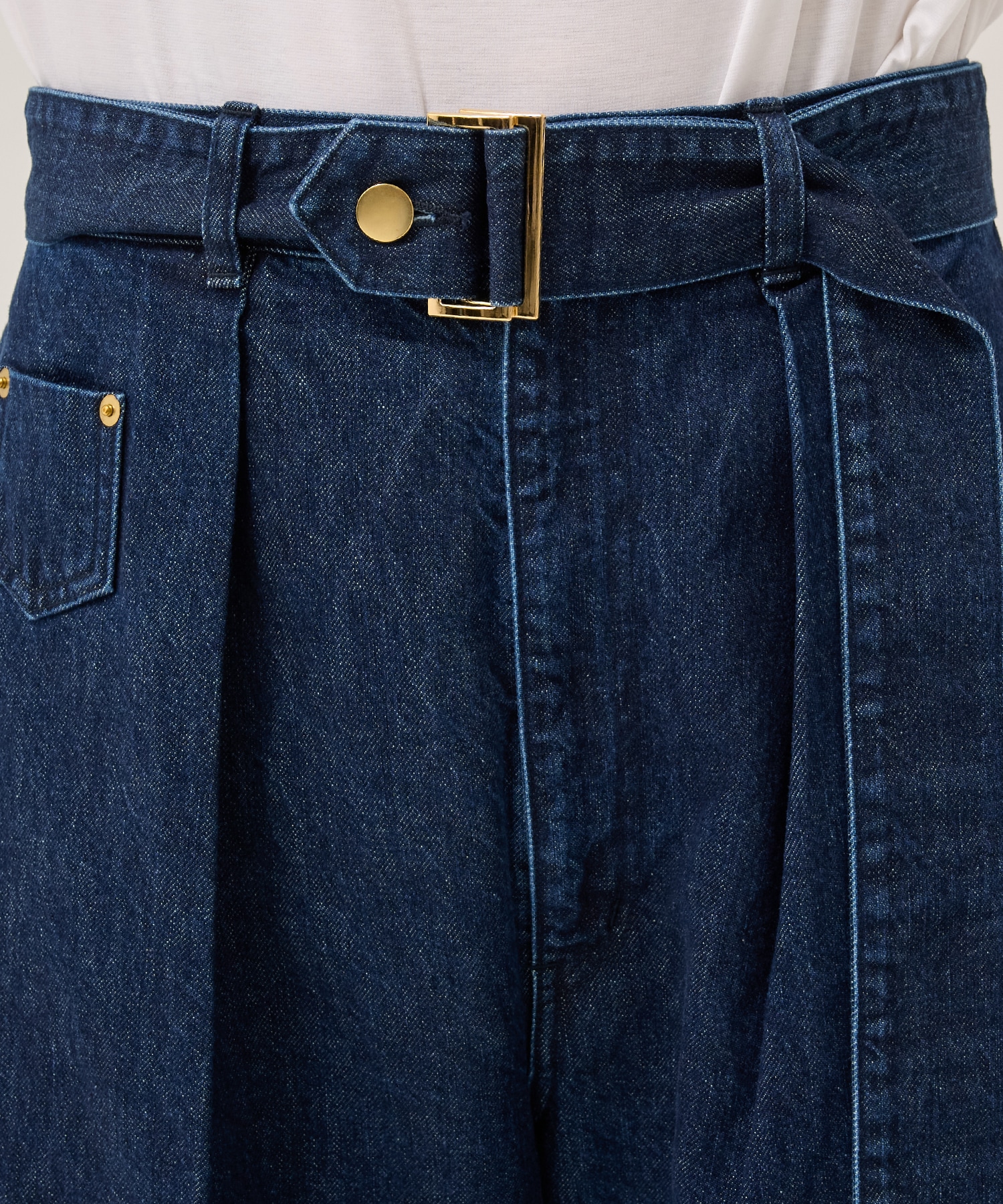 Barrel 1Tuck Wide Denim Pants with Long Belt CULLNI