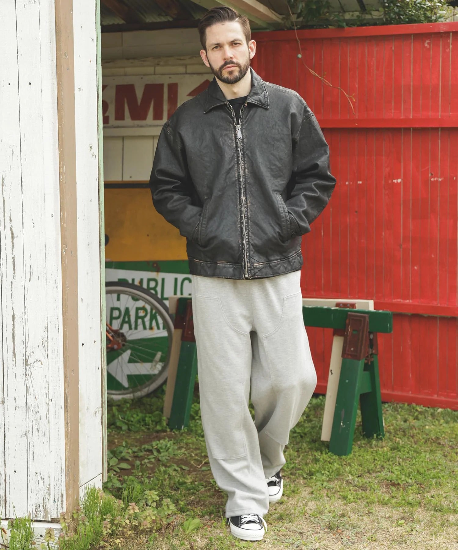 VINTAGE CRAFT SHEEP LEATHER /OVERSIZE RIDERS MR.OLIVE