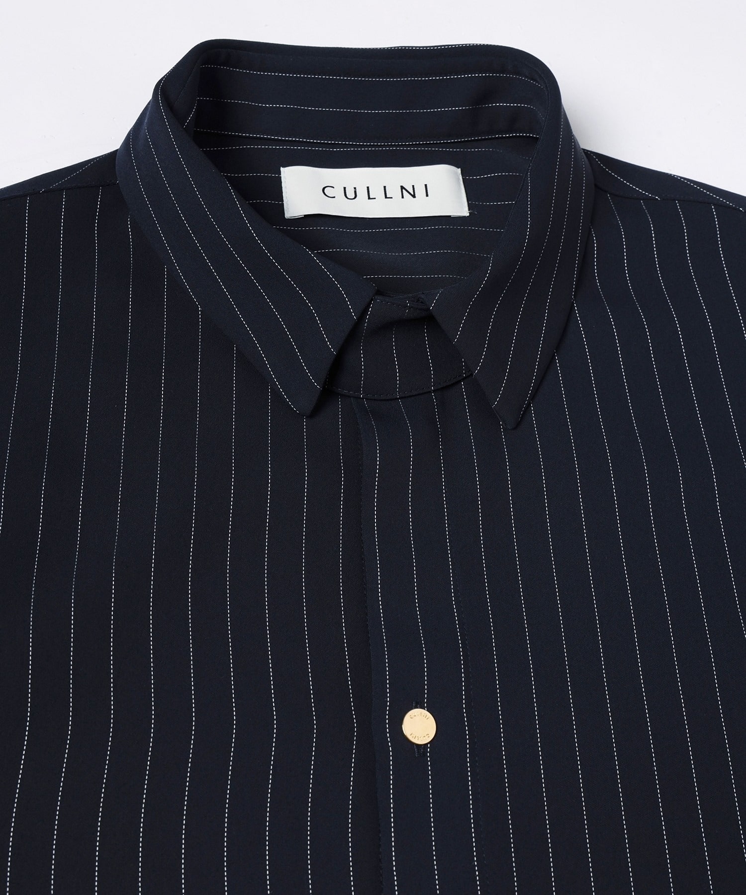 Stripe Double Cloth Chin Tab Long Sleeve Shirt CULLNI