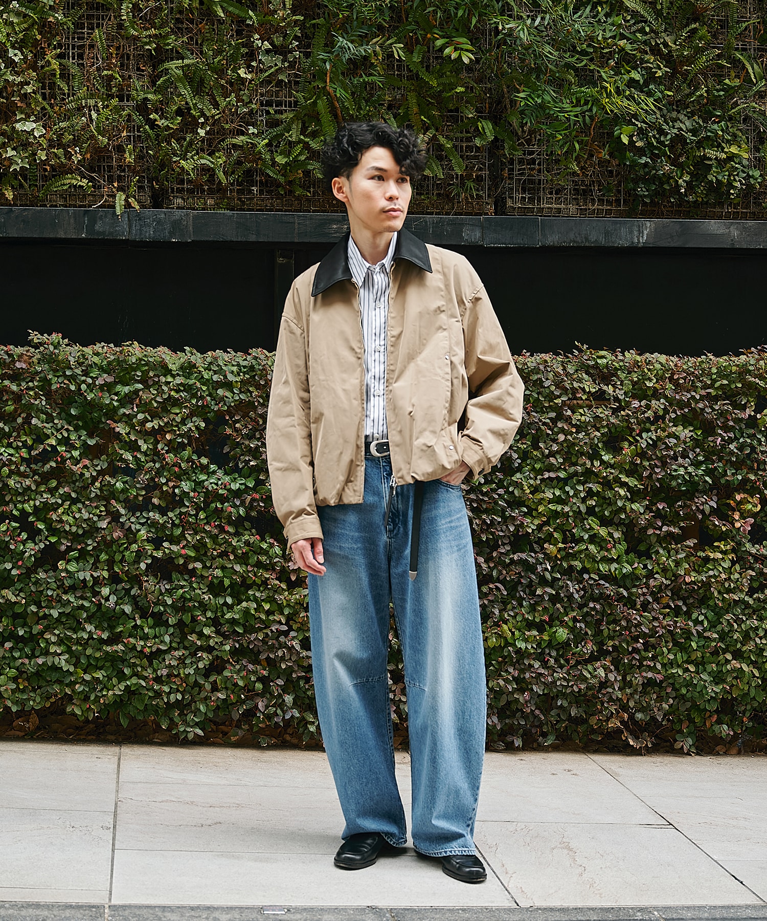 Leather collar Balloon Blouson STUDIOUS