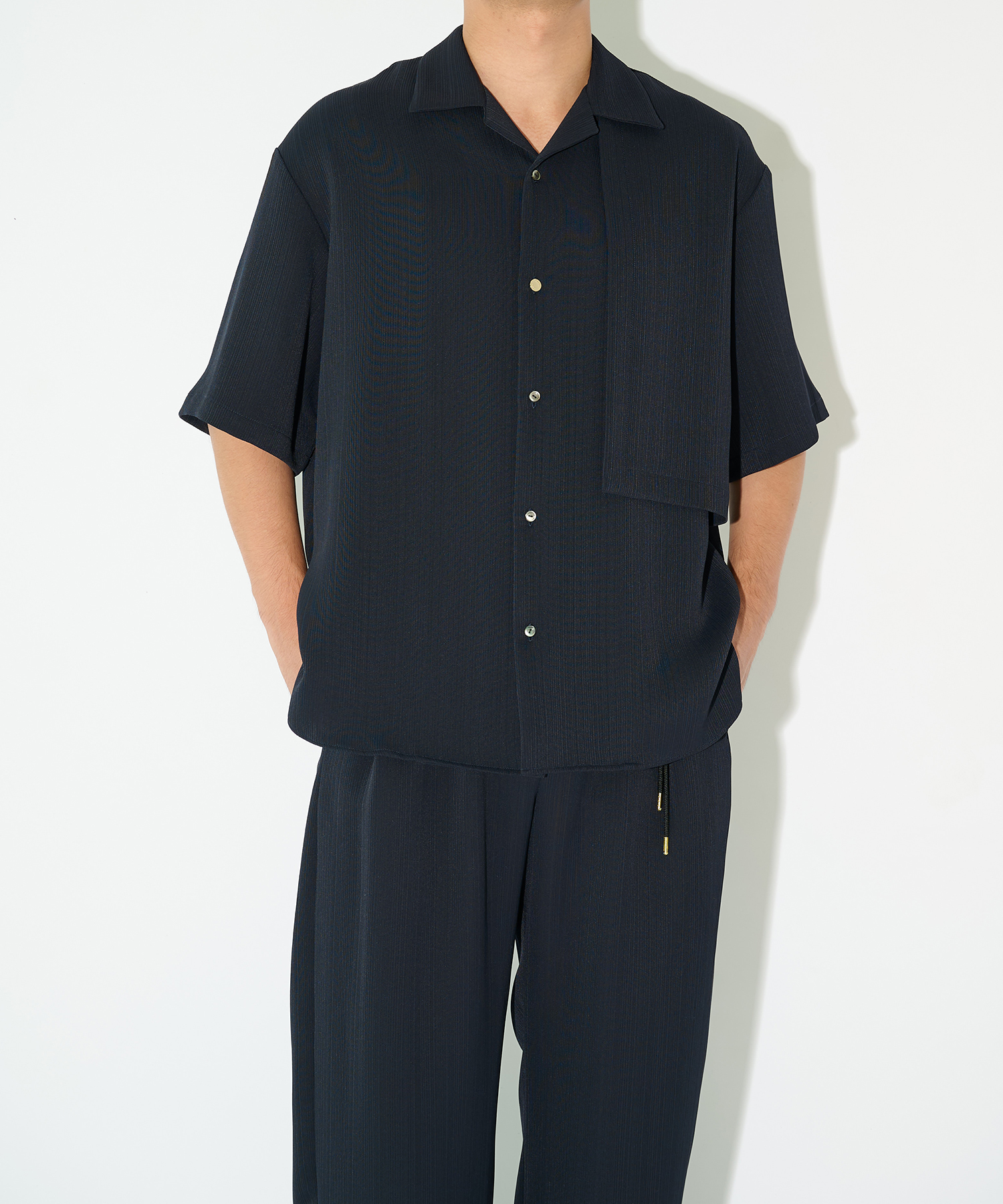 別注 Cord pique Asymmetrical Short Sleeve Shirt CULLNI
