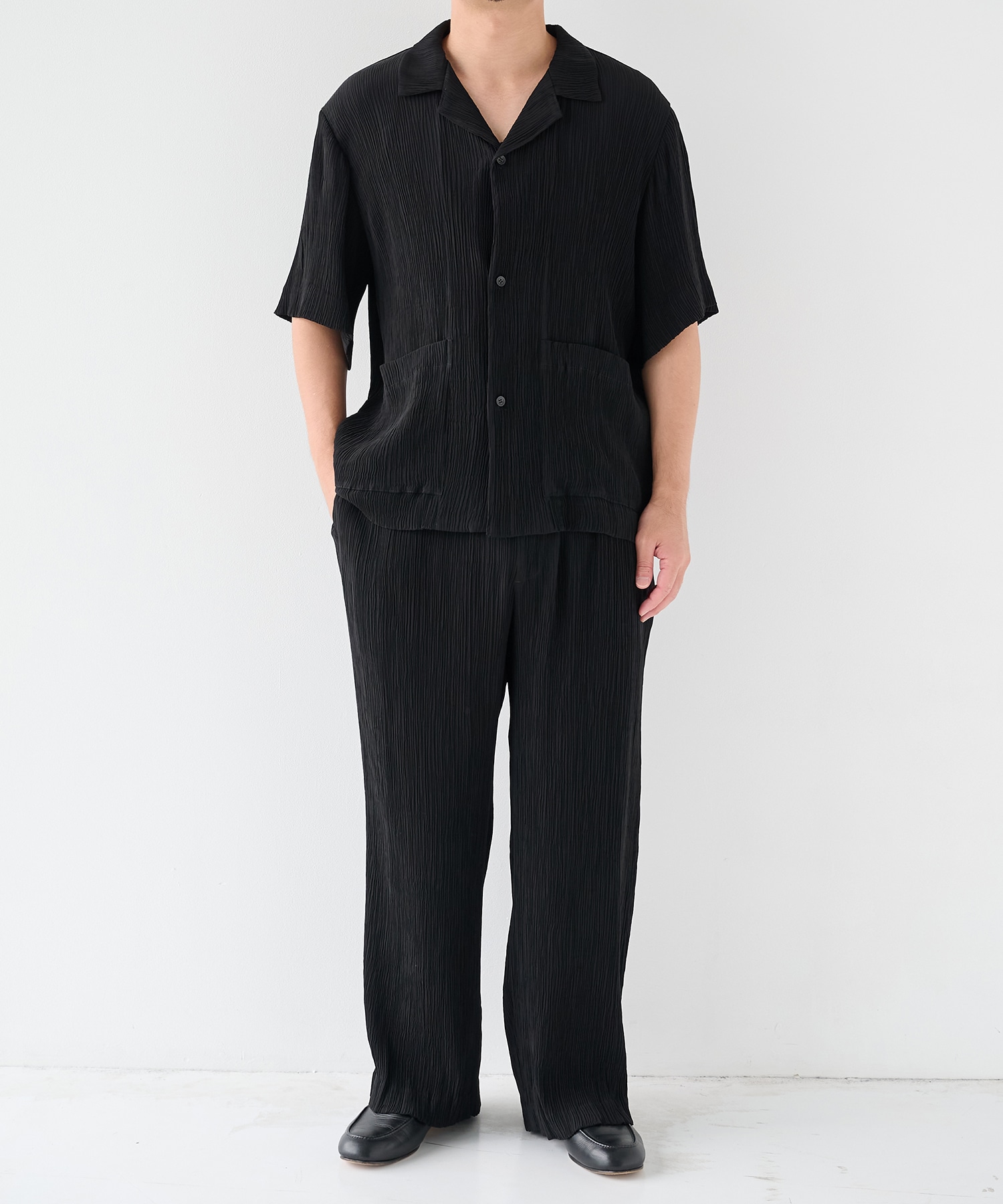 Silky Pleats Open Shirts STUDIOUS