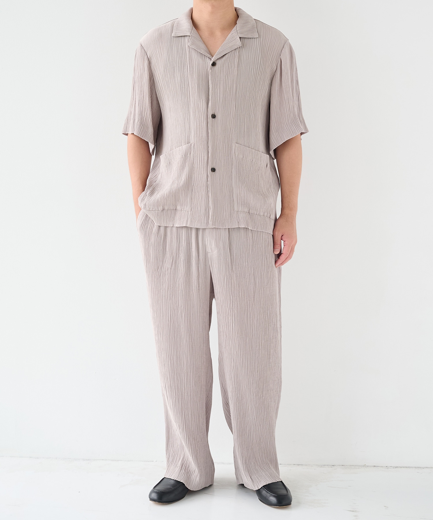 Silky Pleats Open Shirts STUDIOUS