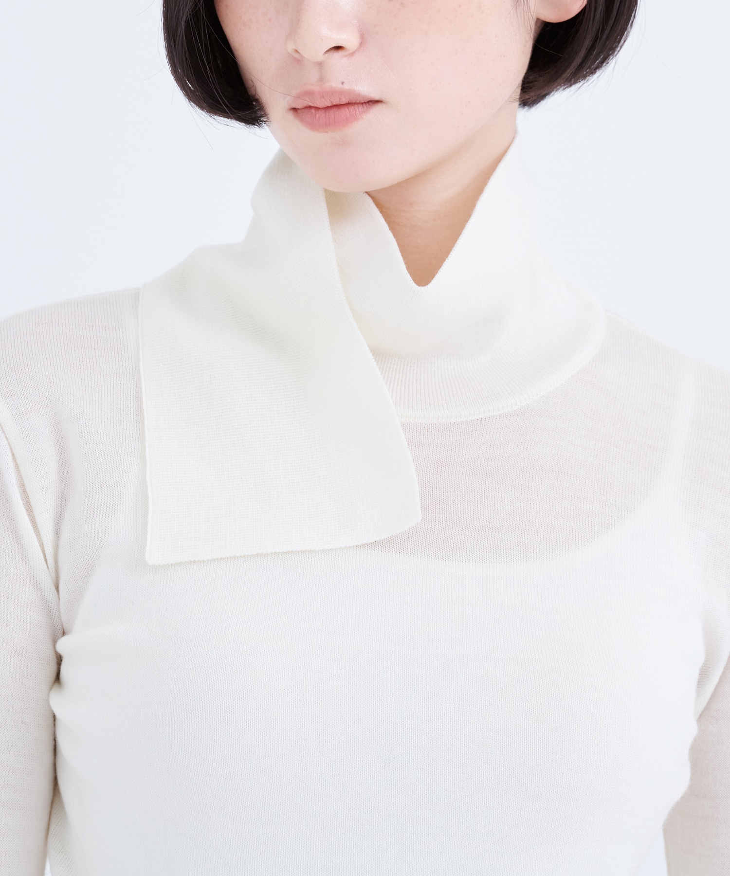 別注Emma wrap collar knit pullover BL AKIRANAKA