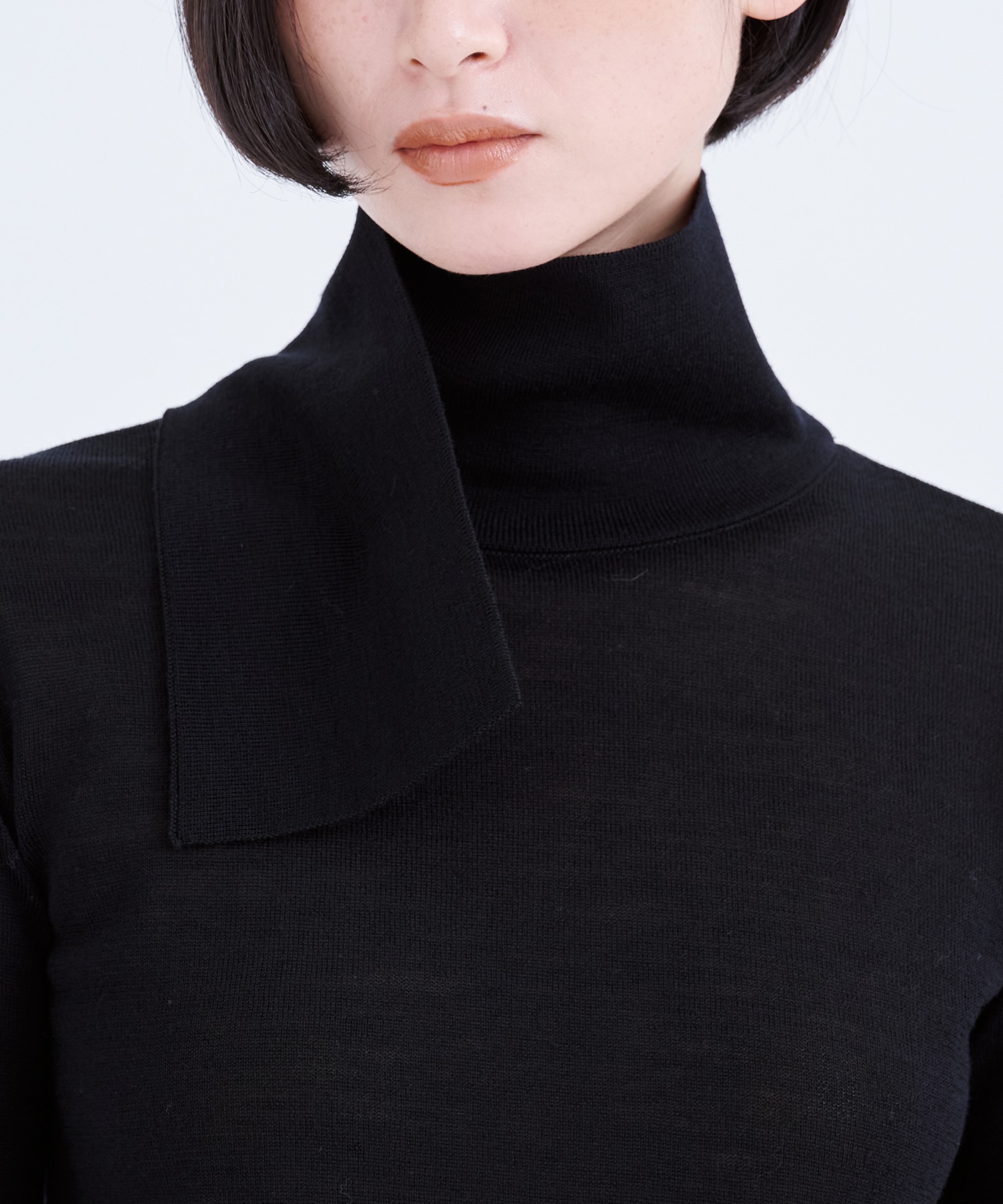 別注Emma wrap collar knit pullover BL AKIRANAKA