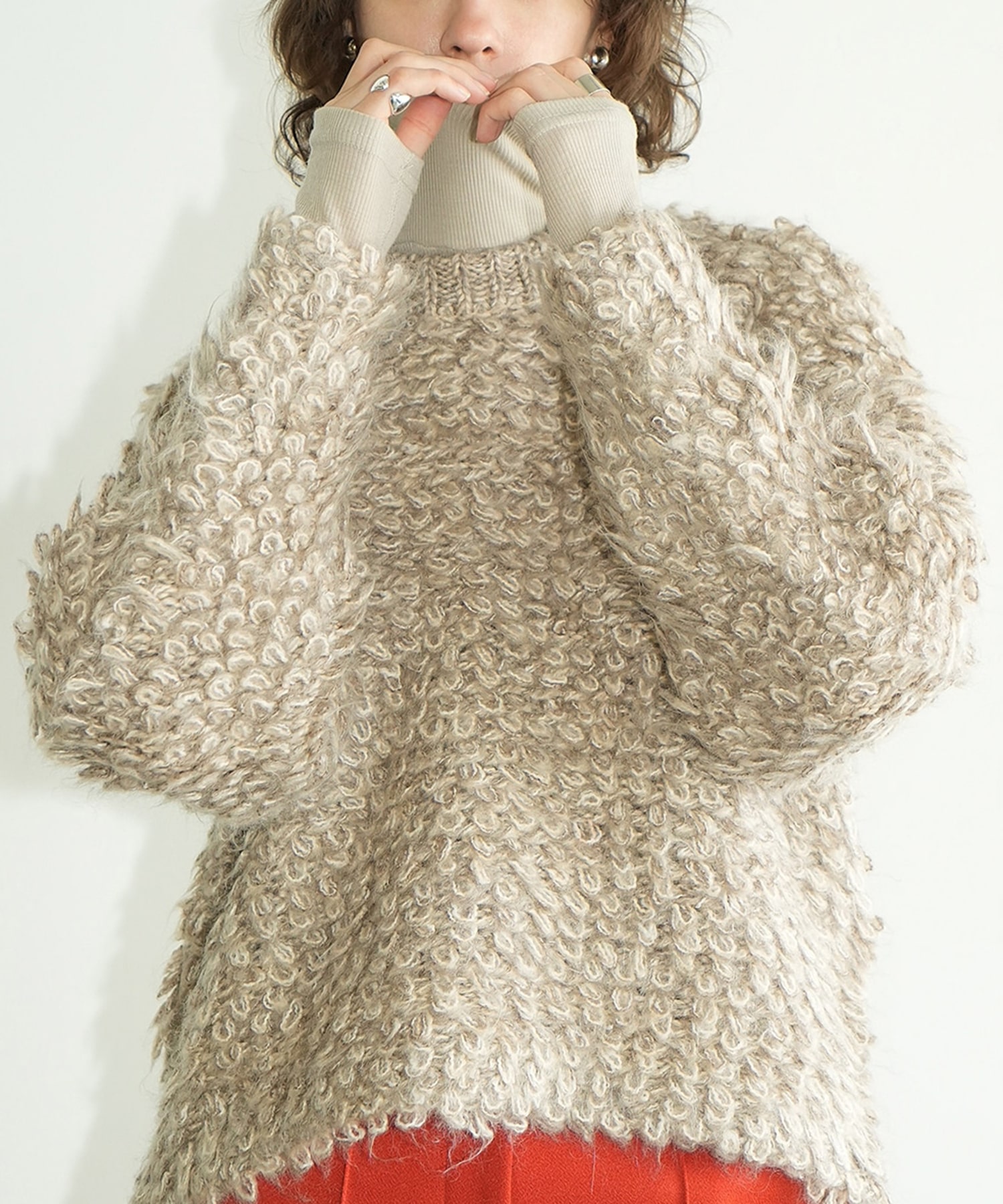 MIX LOOP MOHAIR KNIT TOPS CLANE