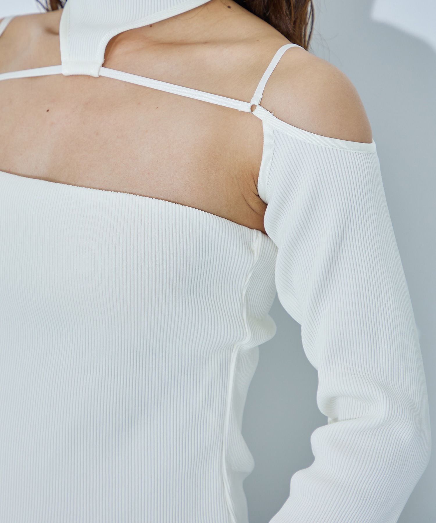 Rib high neck sleeve MUKASA