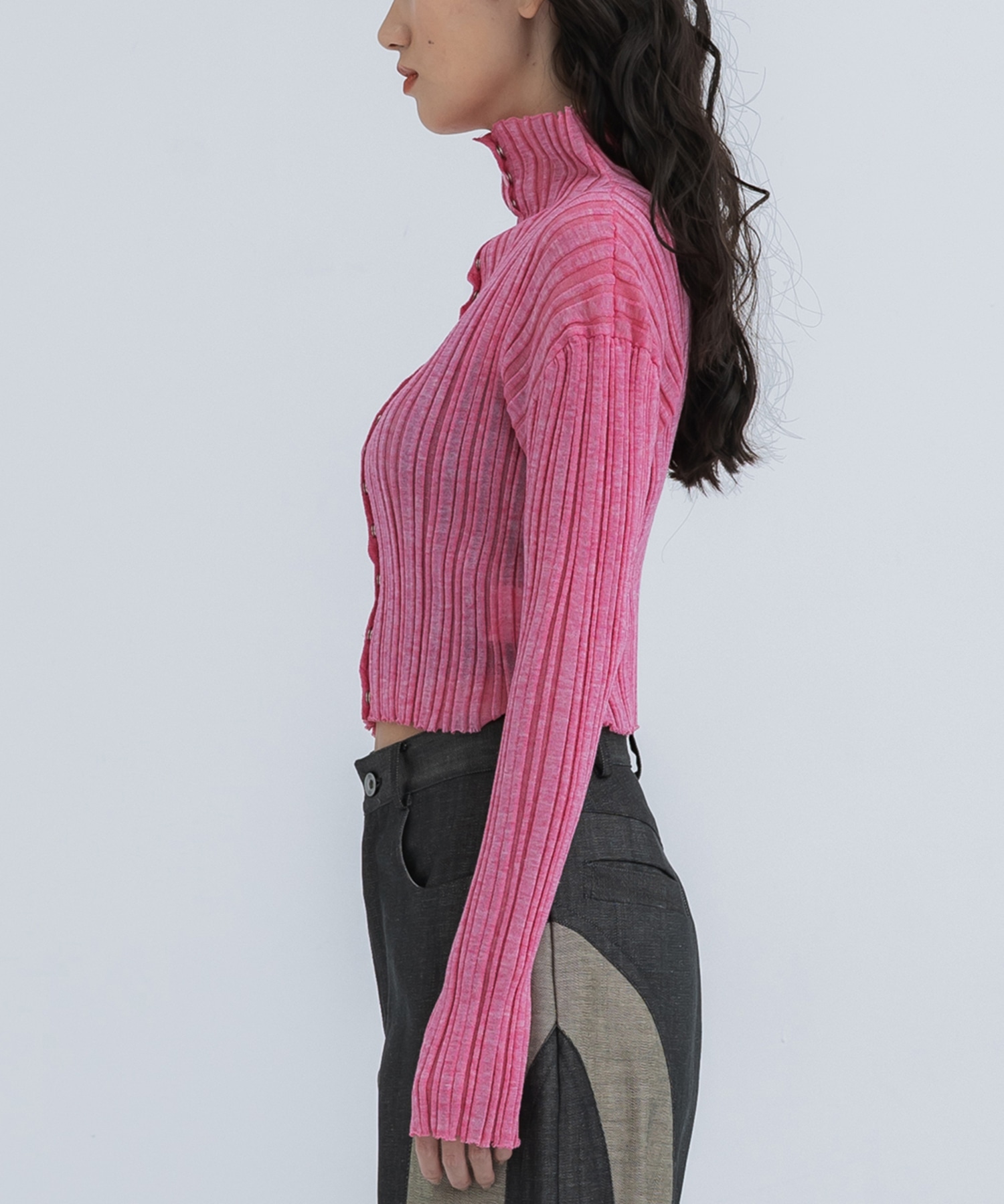 Sheer Rib Knit Cardigan STUDIOUS