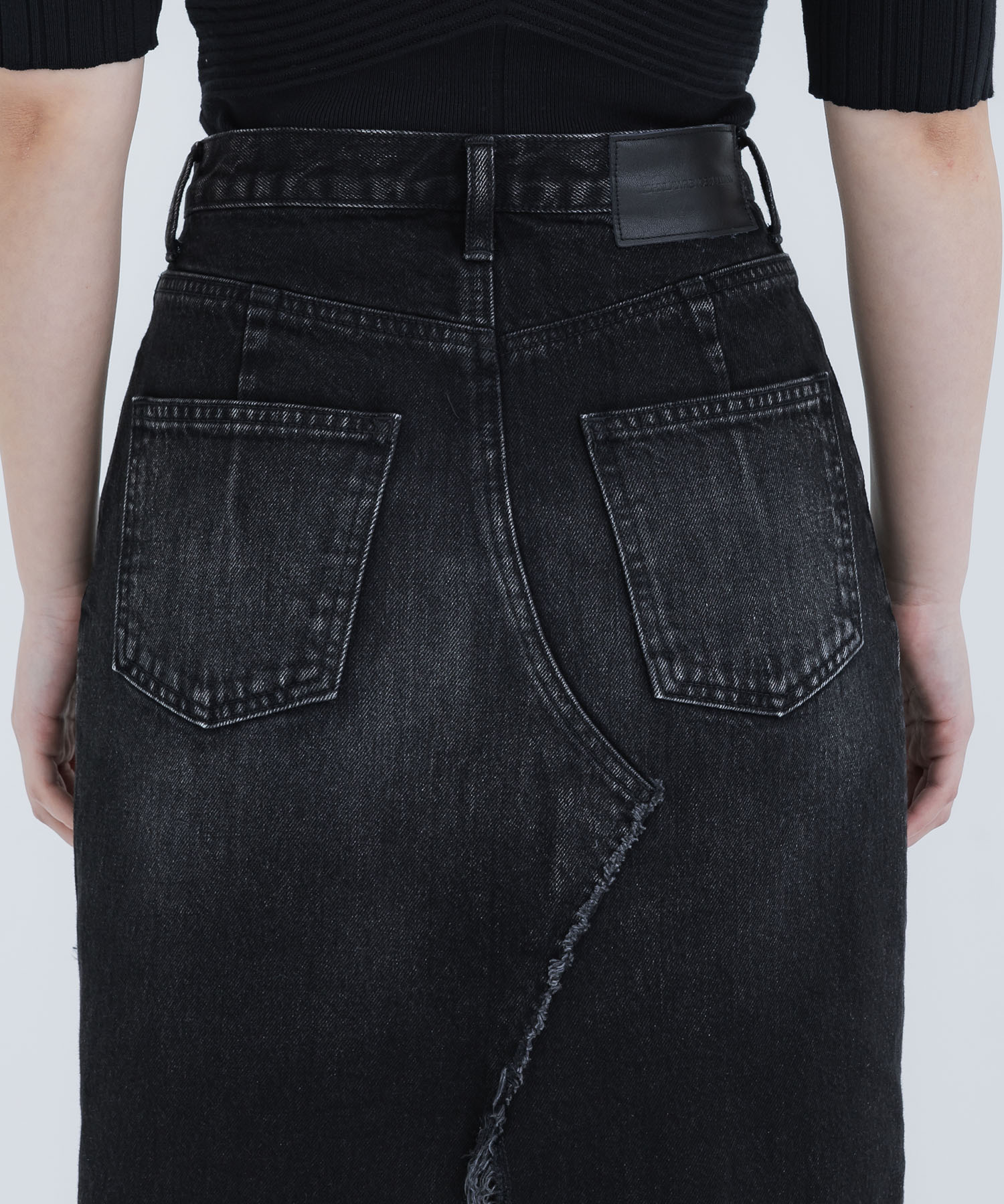 WASHED DENIM RIPPED LONG SKIRT JOHN LAWRENCE SULLIVAN