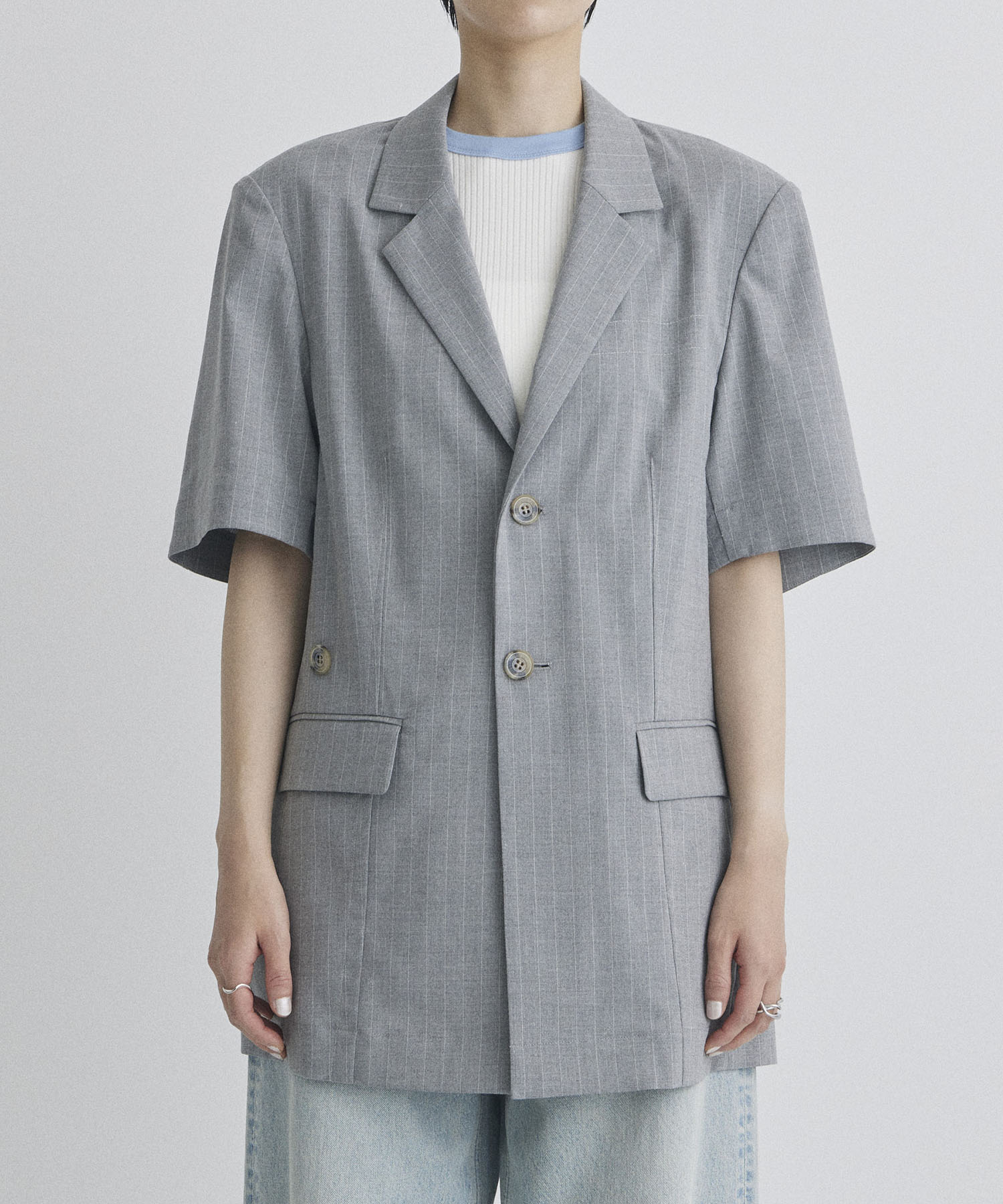 Pinstripe Half Sleeve Jacket STUDIOUS