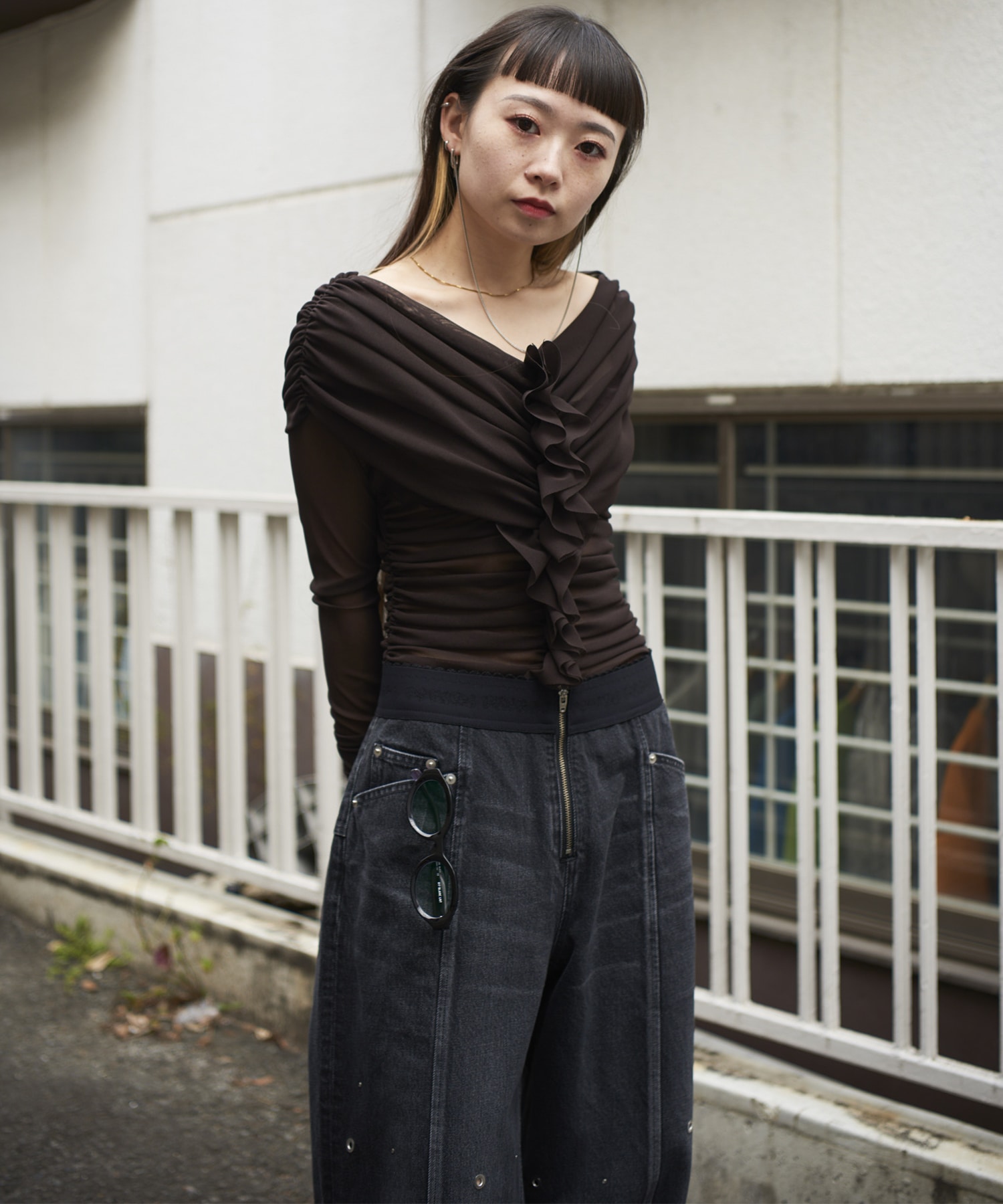 ORGANIC COTTON DENIM WIDE-LEG JEANS WITH STUDS FETICO