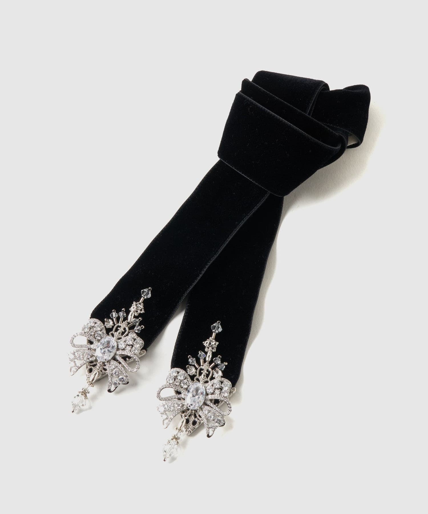 ribbon bijou velvet long ribbon Black tanakadaisuke
