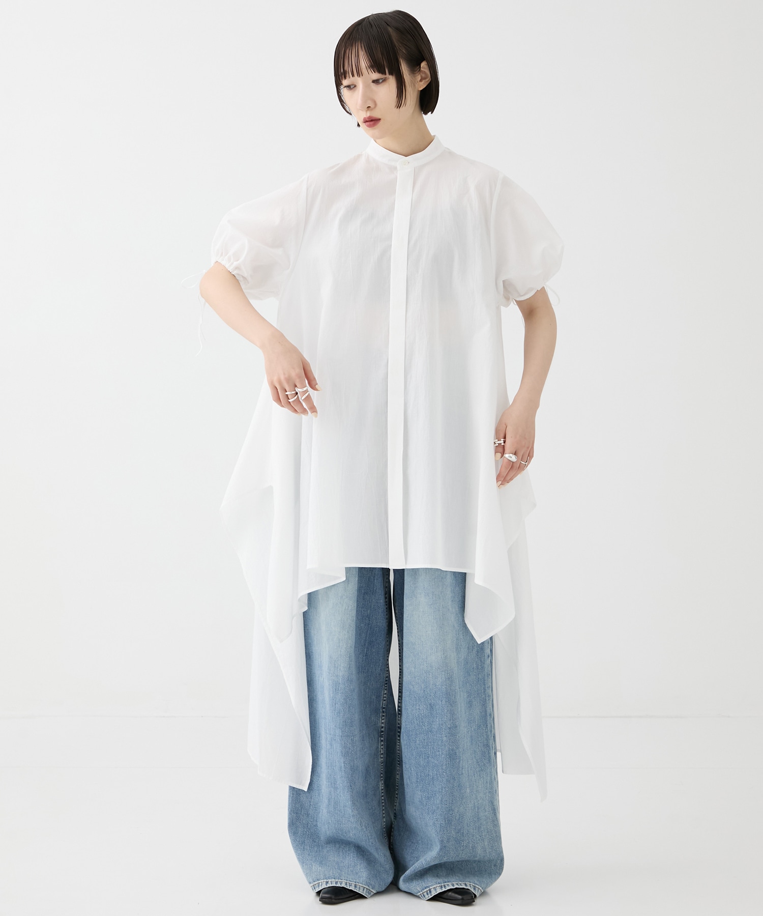 別注Coボイルサッカーケープスリーブシャツ FEMMENT