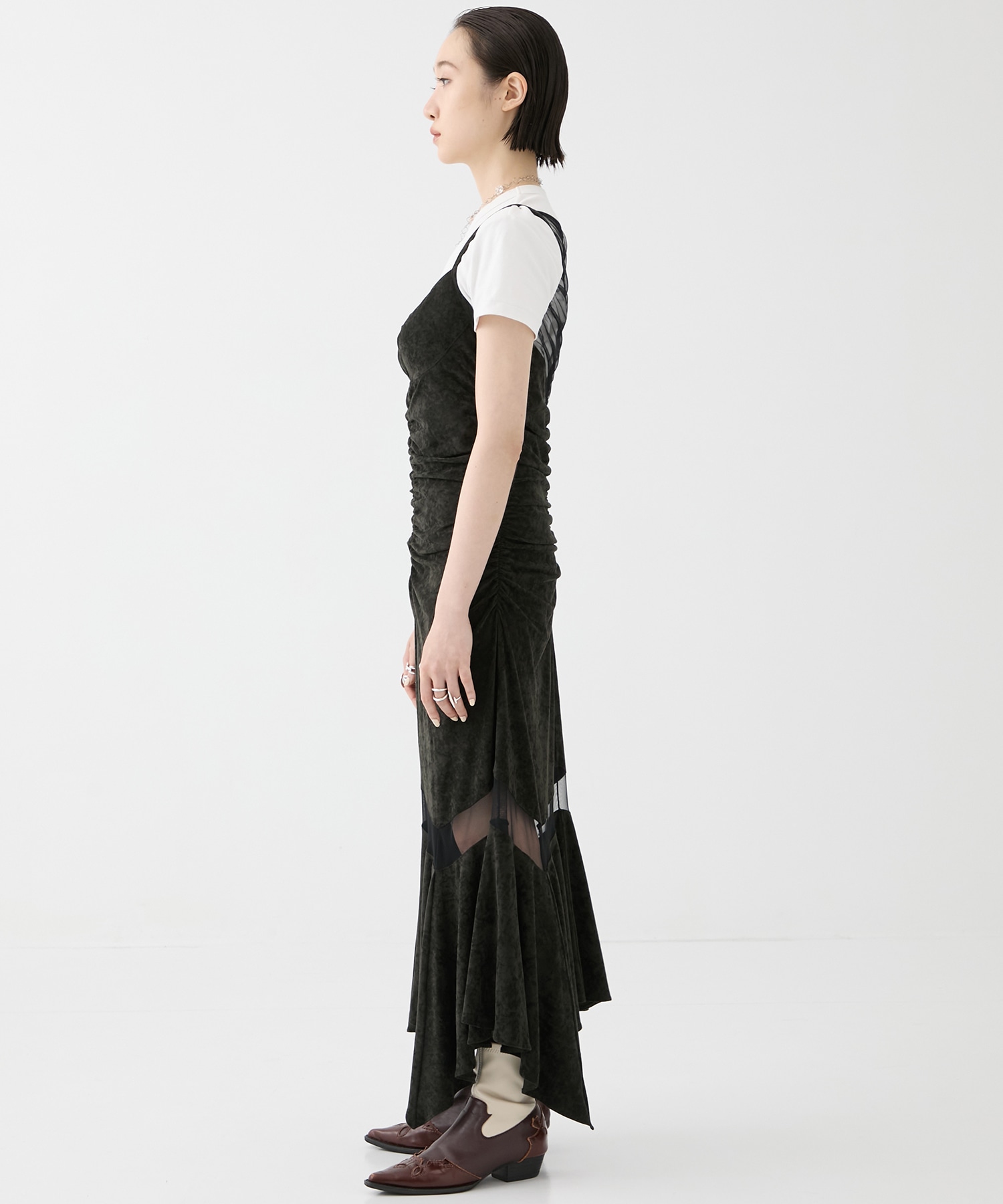 別注VELOUR SHEER CUT HEM DRESS FETICO