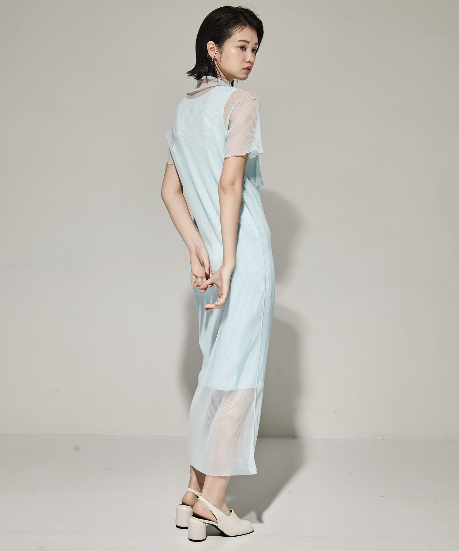 SHEER LAYERED SHORT SLEEVE DRESS kotohayokozawa