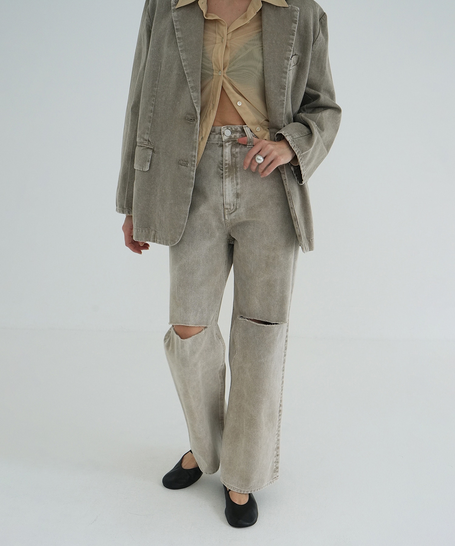 SLASH CUT DENIM PANTS CLANE
