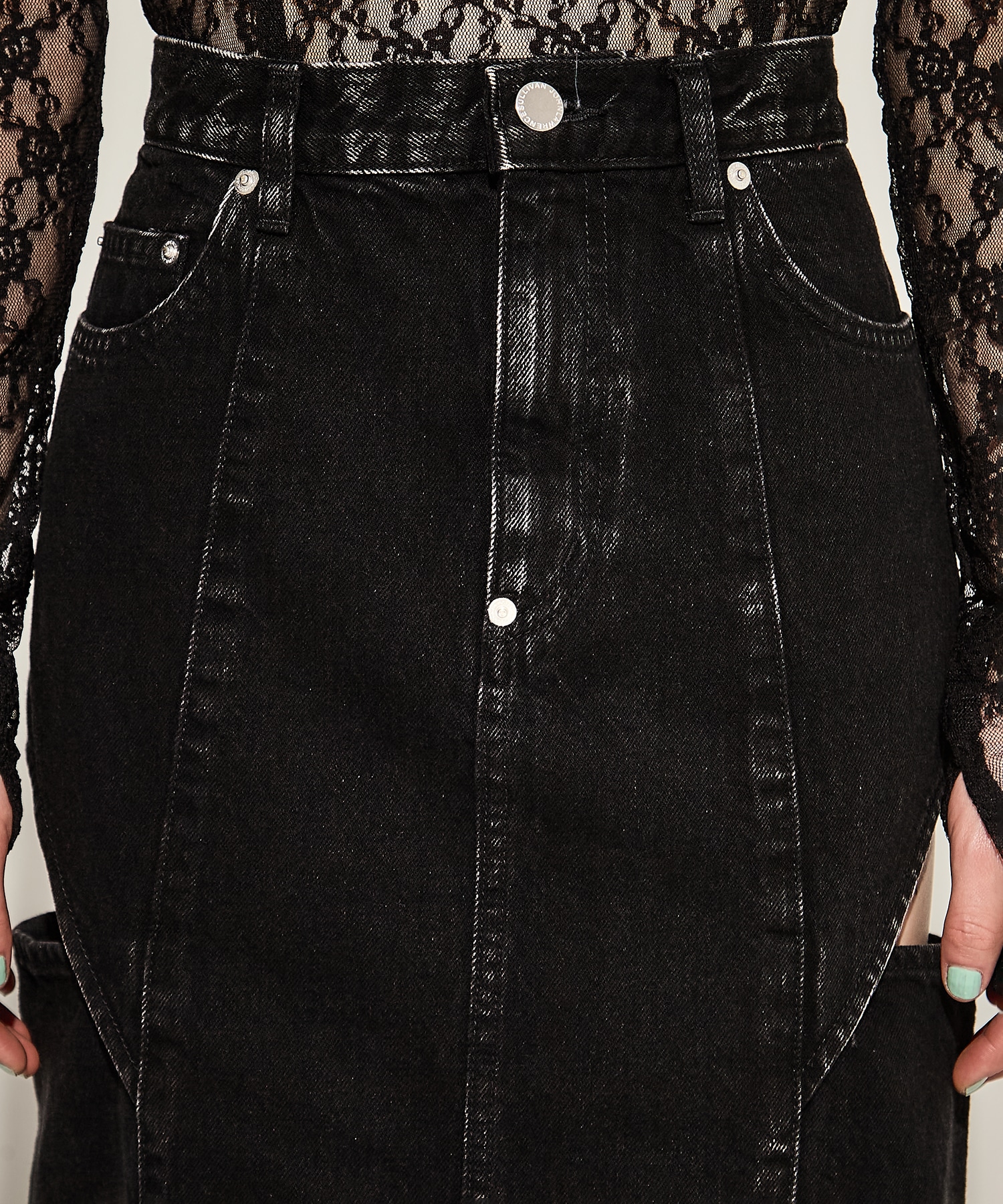 WASHED DENIM HOLLOWED OUT SKIRT JOHN LAWRENCE SULLIVAN