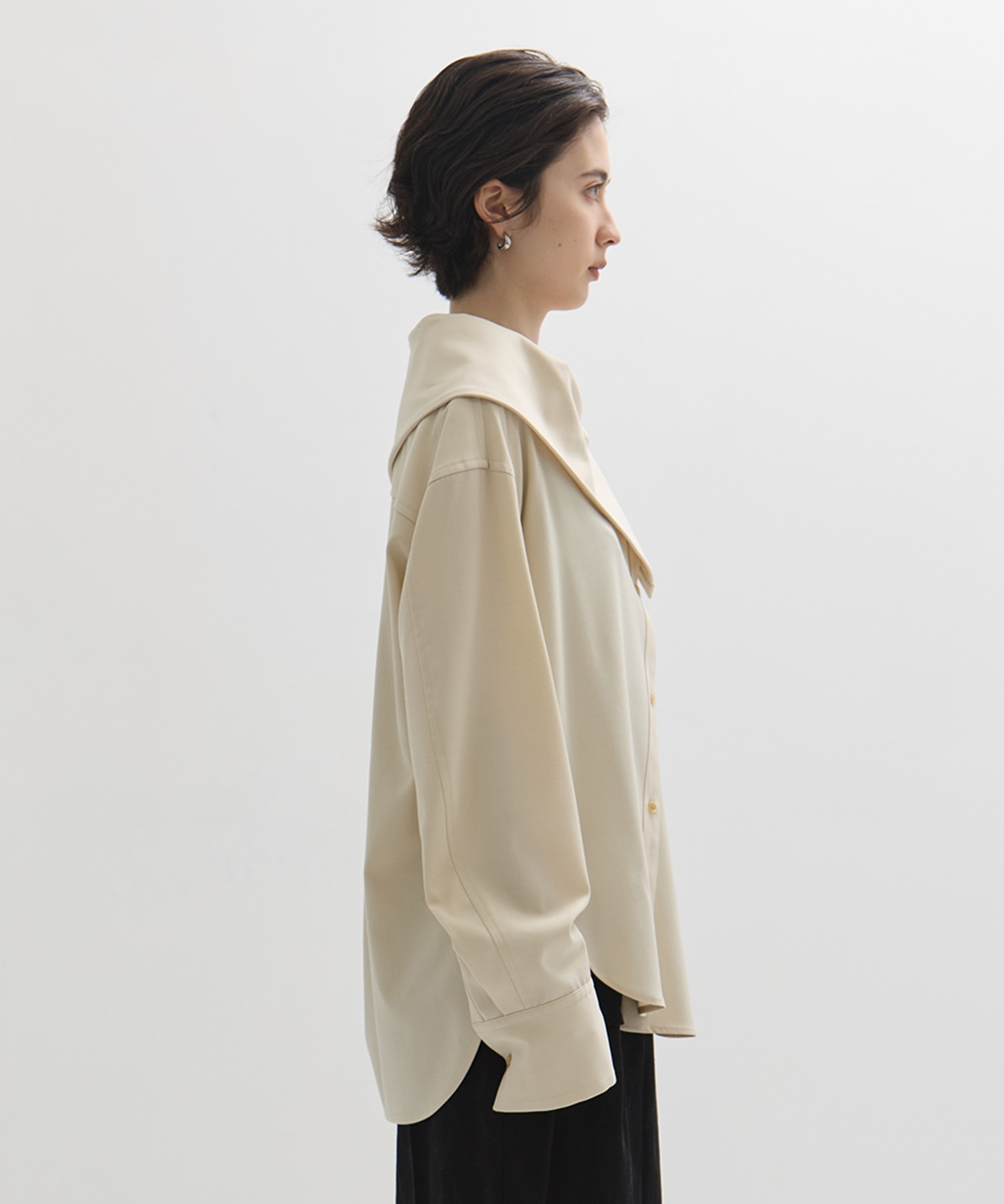 Viscose Wool Big Collar Shirt STUDIOUS